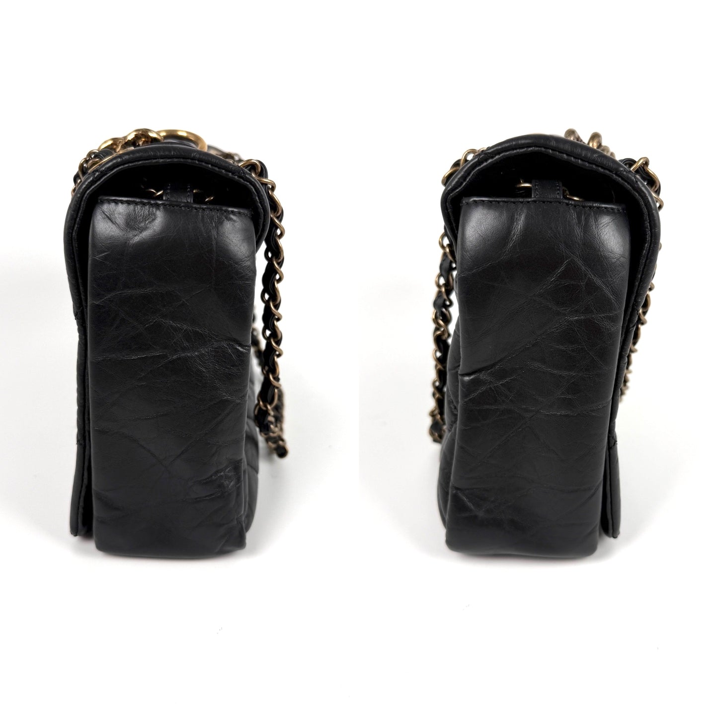 CHANEL Paris Bombay Pondicherry Black Full Flap Aged Quilted Leather Top Handle Shoulder Bag