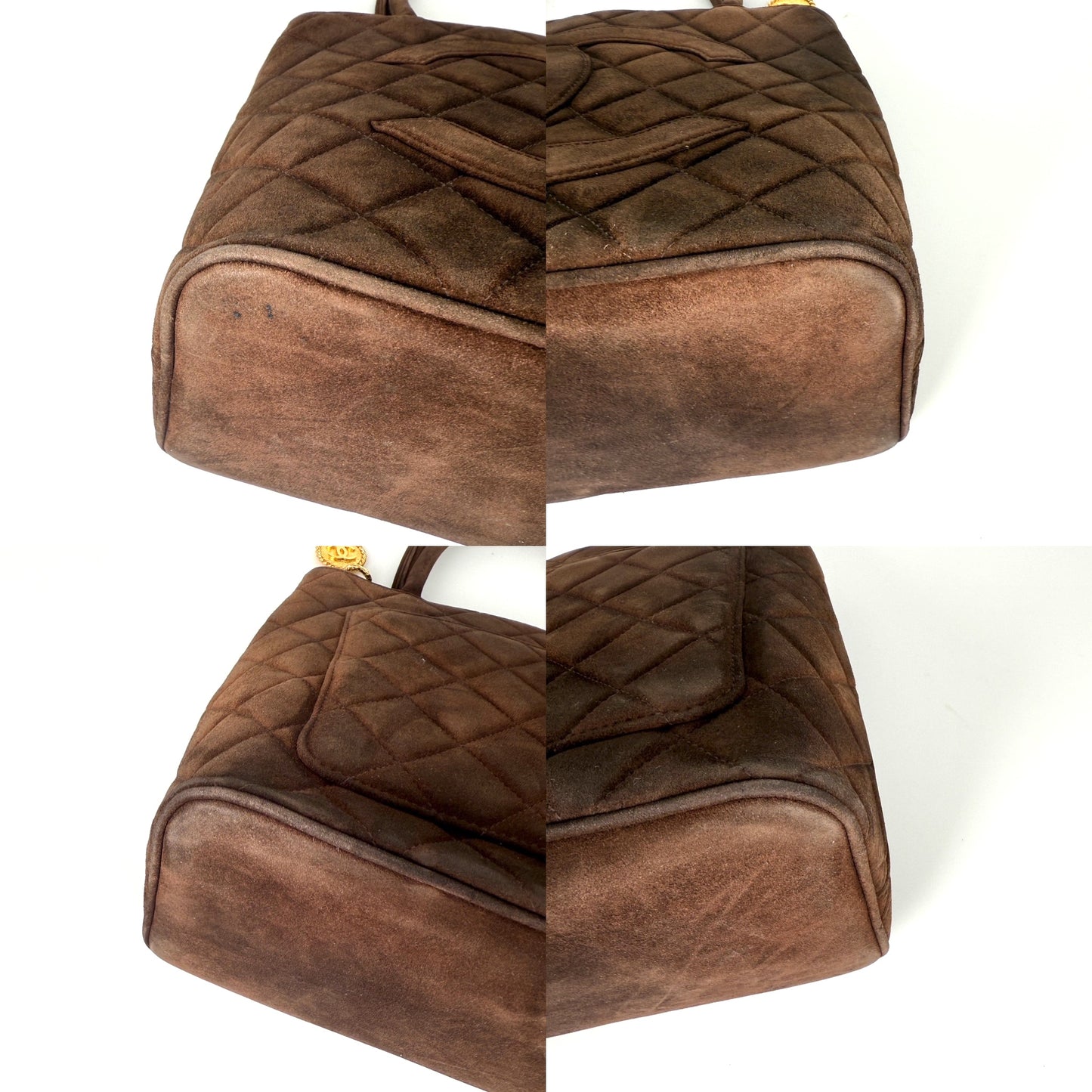 Vintage Chanel CC Timeless Medallion Suede Brown Tote