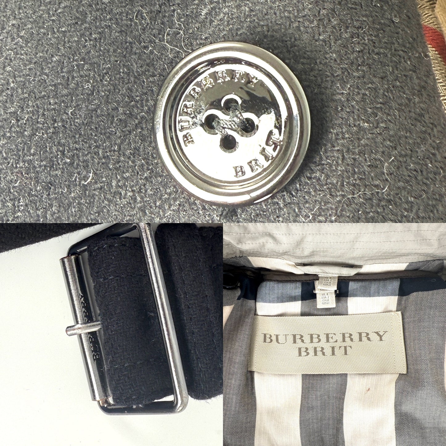 BURBERRY Brit Black Double Breasted Slim Fit Heritage Wool Coat 40 6