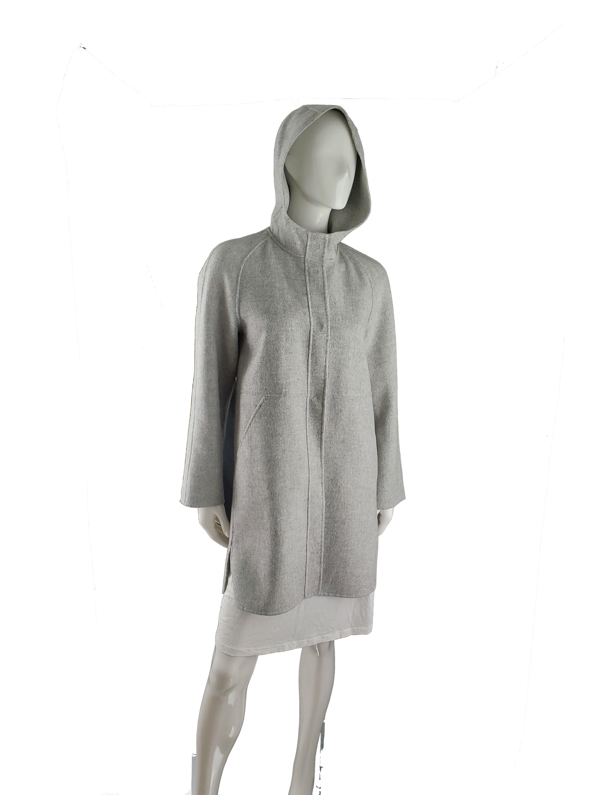 MaxMara Weekend Gray Wool Lightweight Hooded Coat 42 8