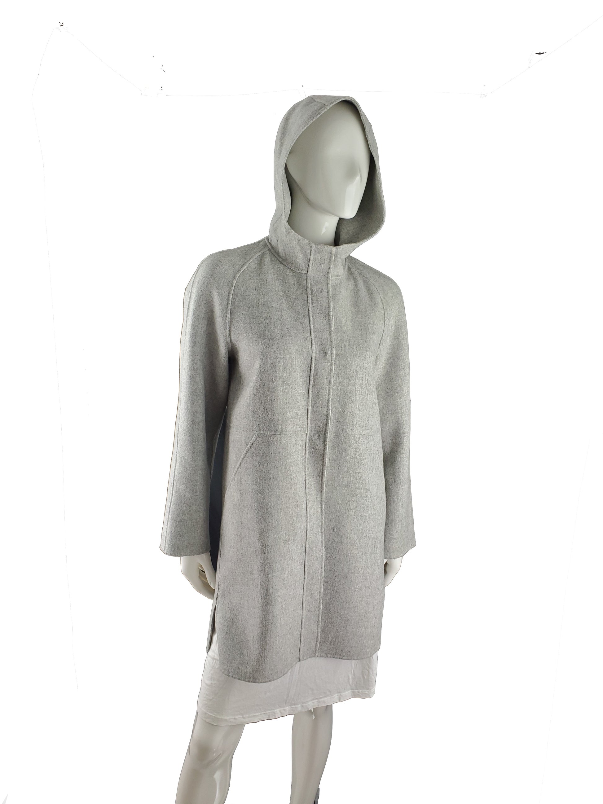 MaxMara Weekend Gray Wool Lightweight Hooded Coat 42 8