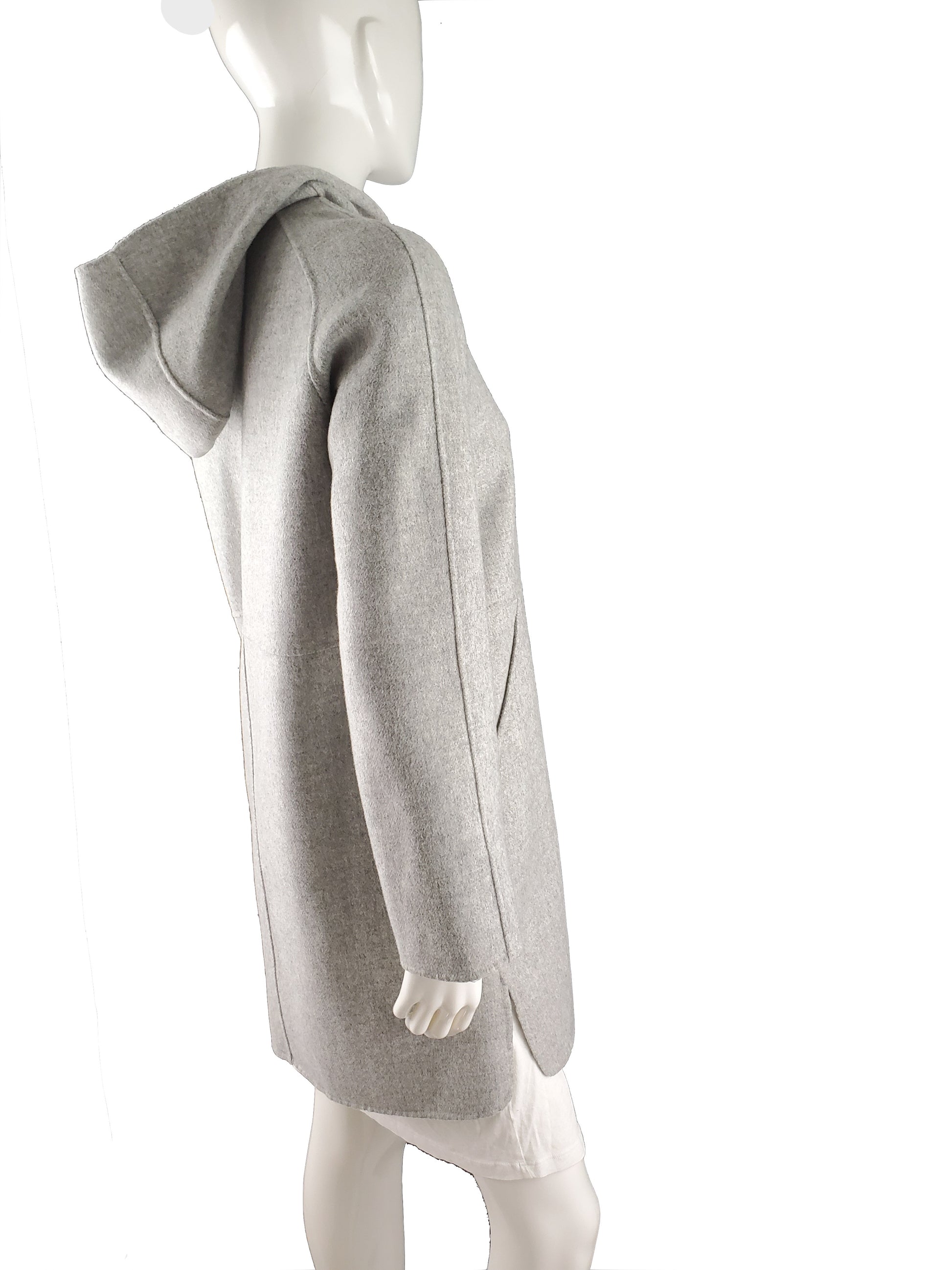 MaxMara Weekend Gray Wool Lightweight Hooded Coat 42 8