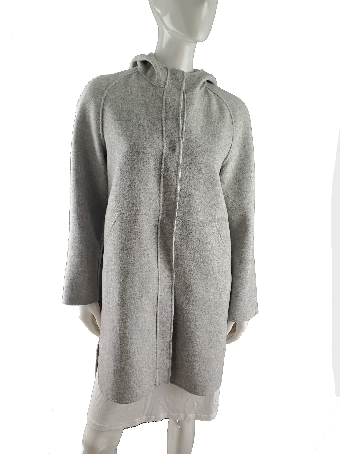 MaxMara Weekend Gray Wool Lightweight Hooded Coat 42 8