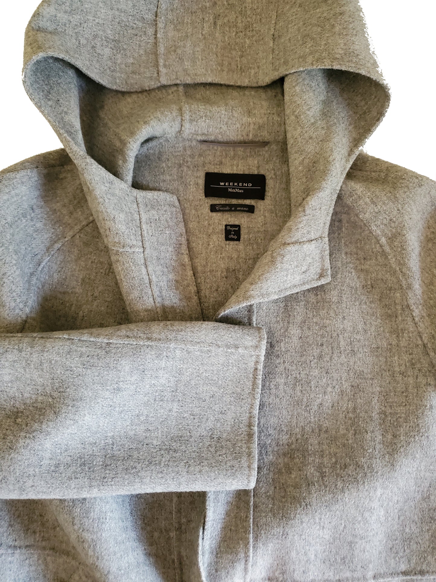 MaxMara Weekend Gray Wool Lightweight Hooded Coat 42 8