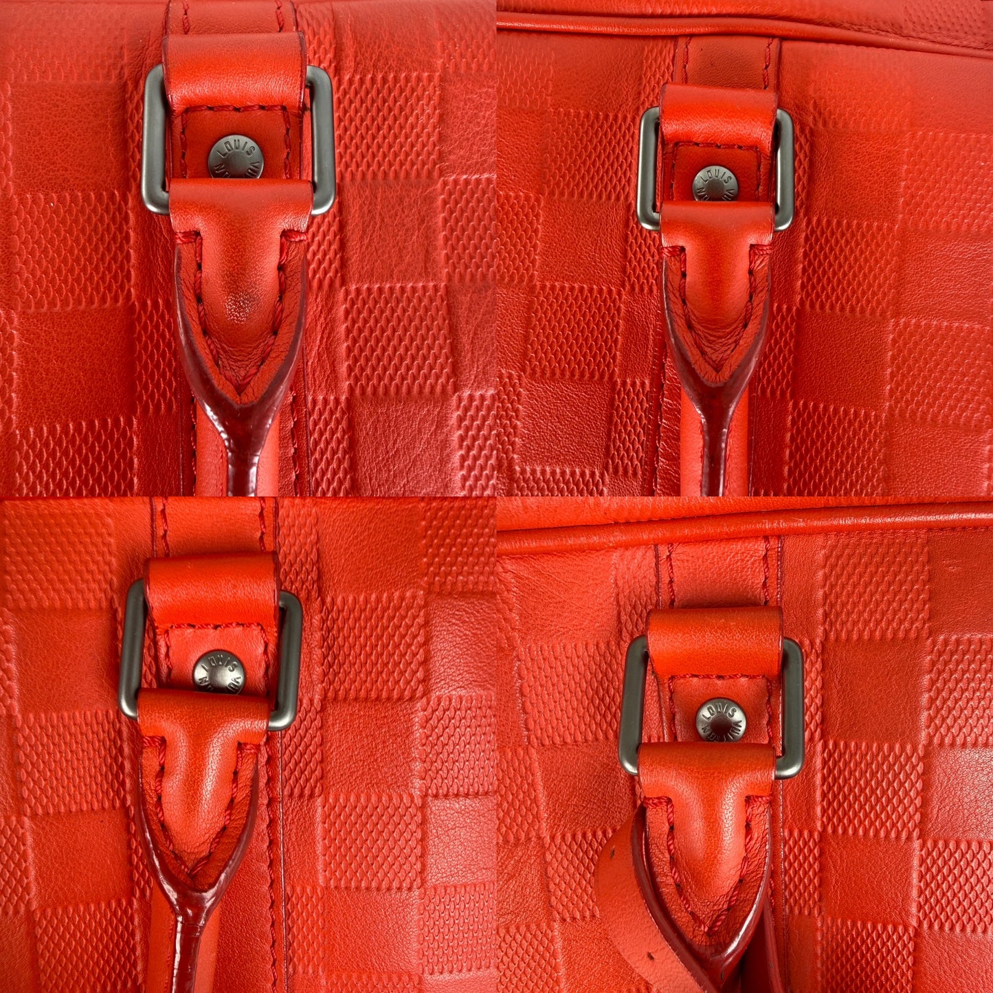 Louis Vuitton Porte Document Voyage Red Damier Infinity Leather Briefcase Top Handle Bag