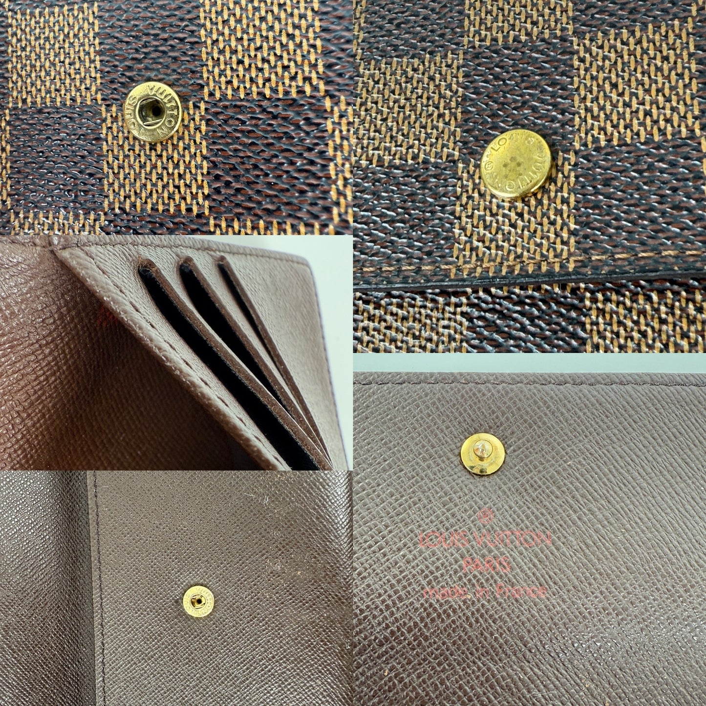 LOUIS VUITTON Damier Ebene Sarah Long Flap Canvas Wallet