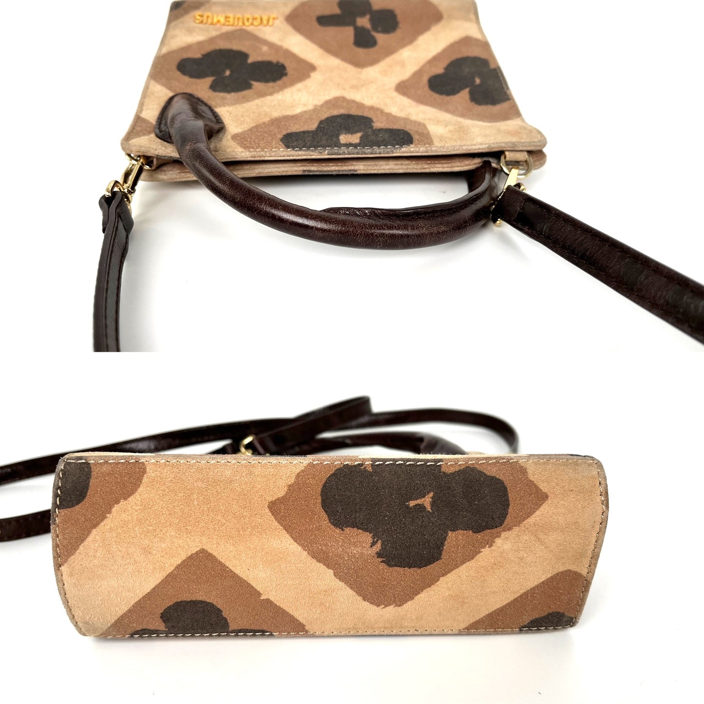 Jacquemus Mini Le Sac Bahia Suede Printed Brown Black Crossbody Bag