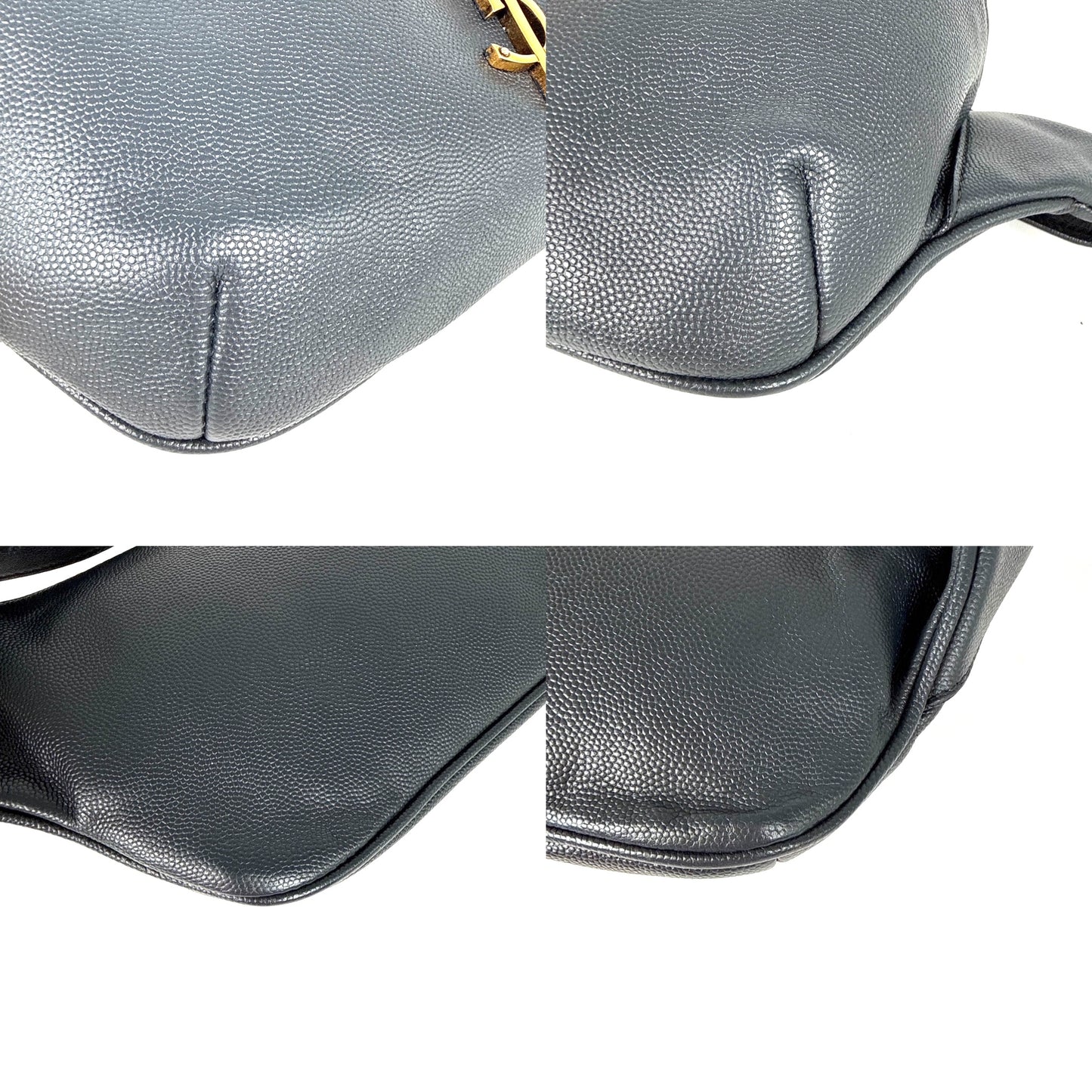 Saint Laurent YSL Cassandre Grain de Poudre Charcoal Leather Waist Belt Bag