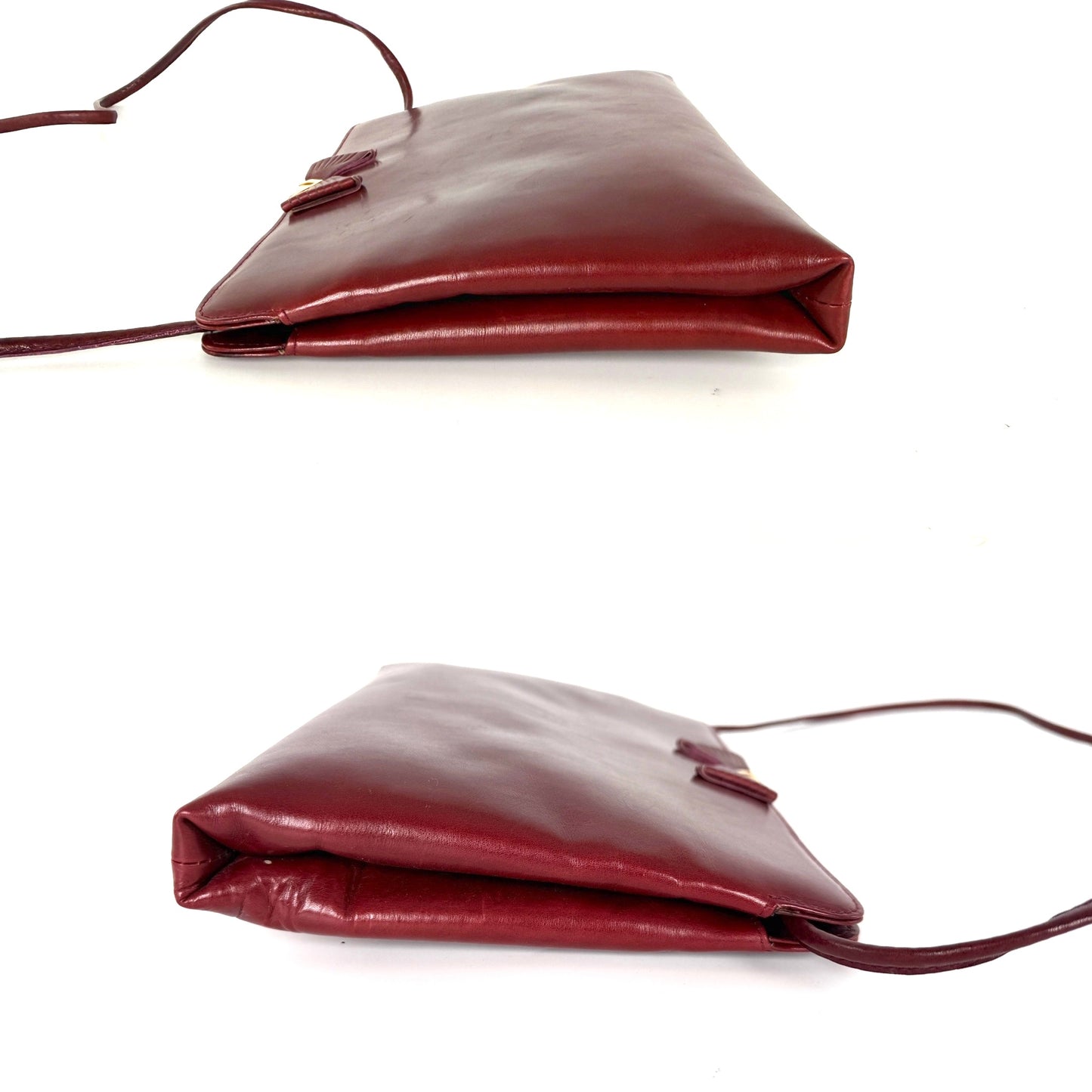 Vintage Salvatore Ferragamo Burgundy Leather Crossbody Clutch Bag