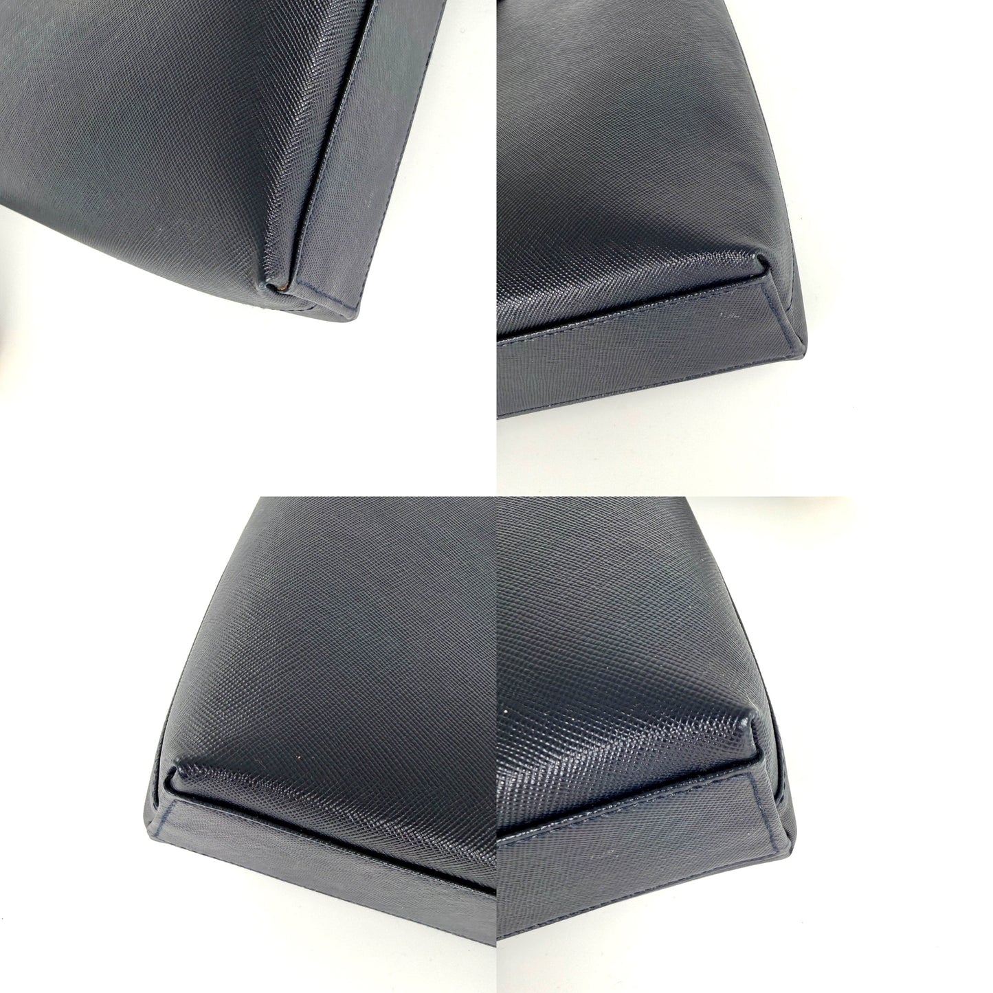 Salvatore Ferragamo Hammered Calfskin Trifolio Gancini Dark Navy Leather Shoulder Bag