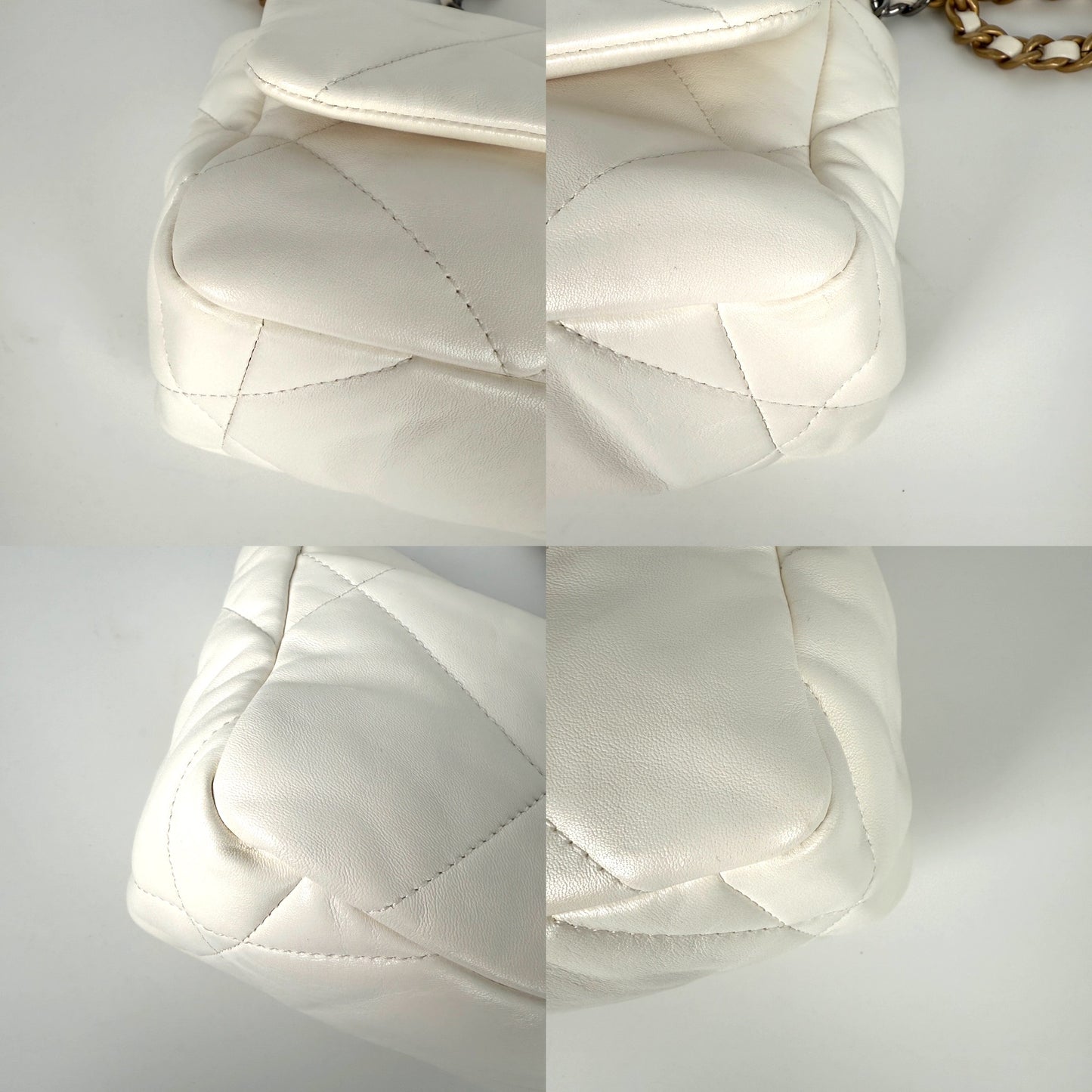 CHANEL 19 2021 Medium White Lambskin Gold Hardware Flap Bag