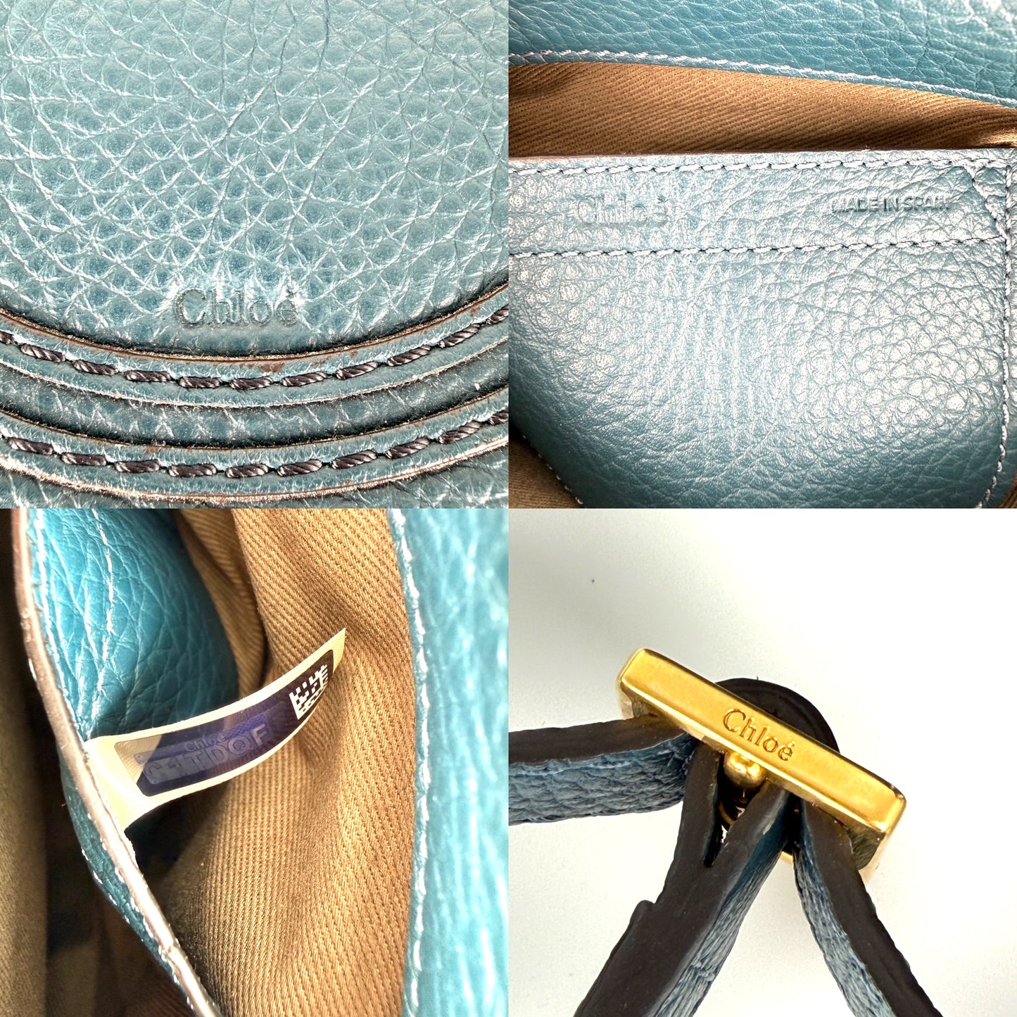 Chloe Marcie Small Blue Leather Crossbody Bag