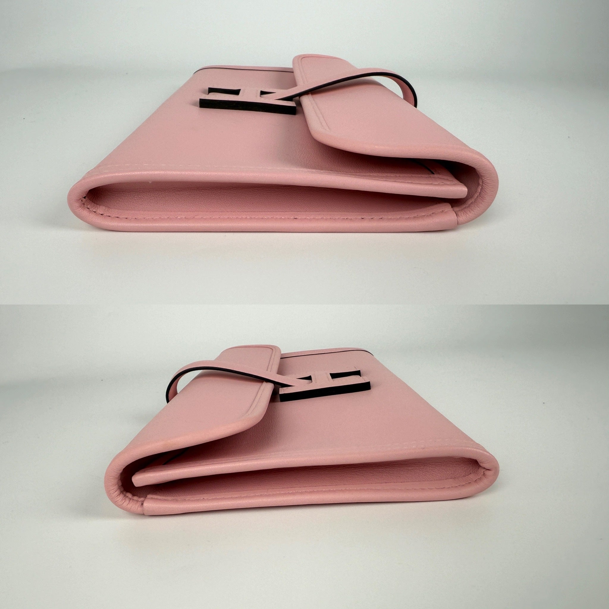 HERMES Jige Elan 29 Rose Sakura Pink Swift Leather Clutch