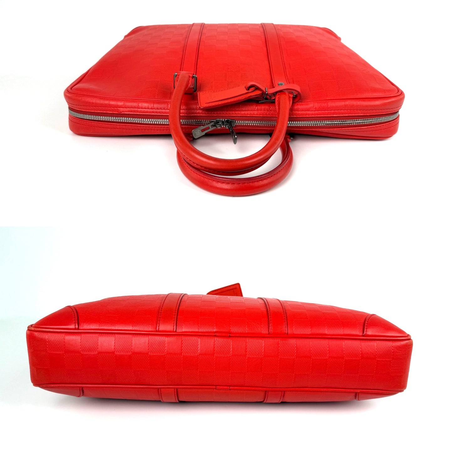Louis Vuitton Porte Document Voyage Red Damier Infinity Leather Briefcase Top Handle Bag