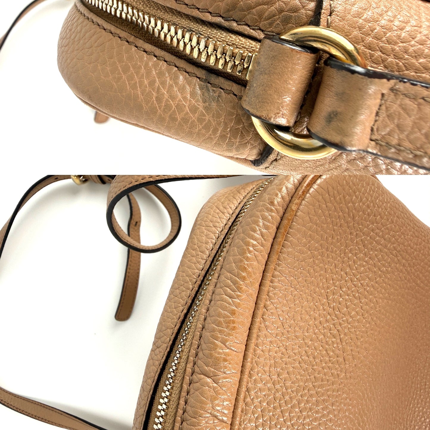 GUCCI Soho Disco Interlocking GG Beige Leather Crossbody Bag