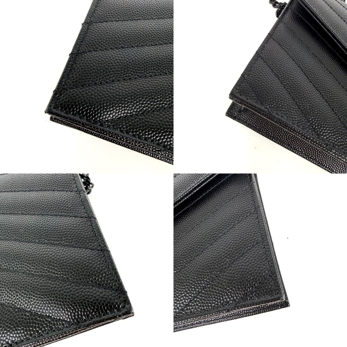 Saint Laurent YSL Cassandre Envelope Monogram So Black Chain Wallet Grain de Poudre Crossbody Bag New