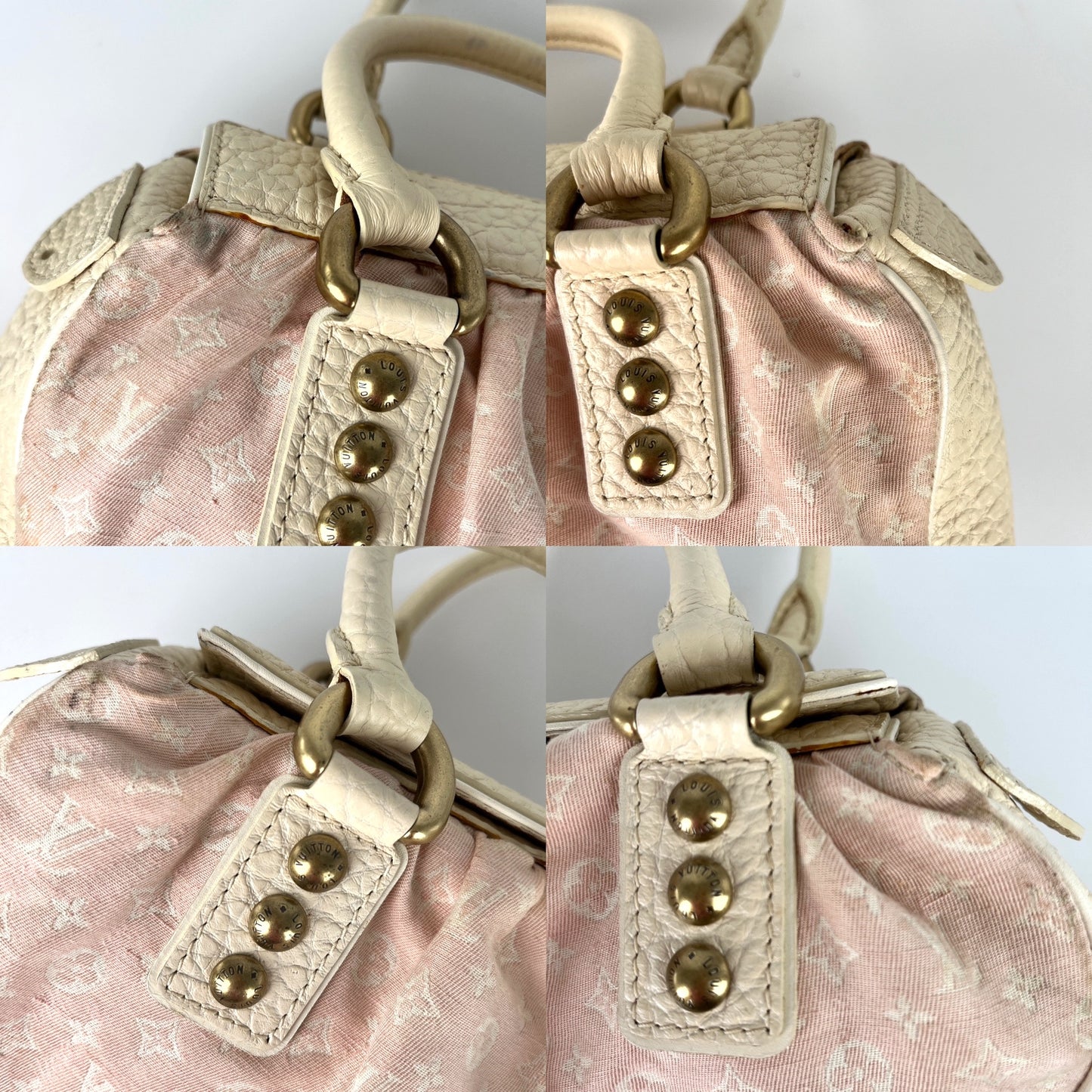 LOUIS VUITTON Monogram Mini Lin Trapeze PM Top Handle Satchel Bag Pink