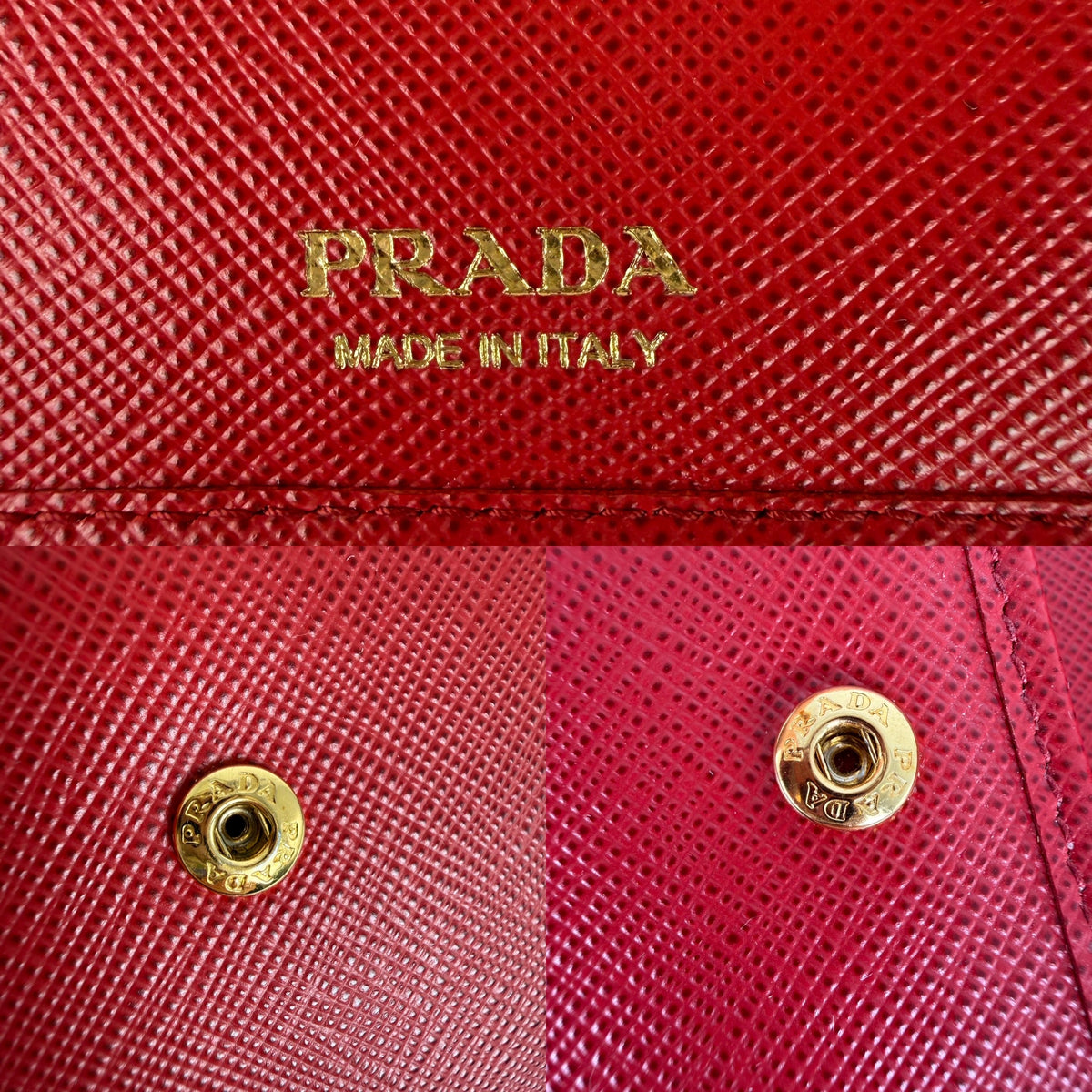 Prada Red 2025 Saffiano Leather Trifold Compact Flap Wallet