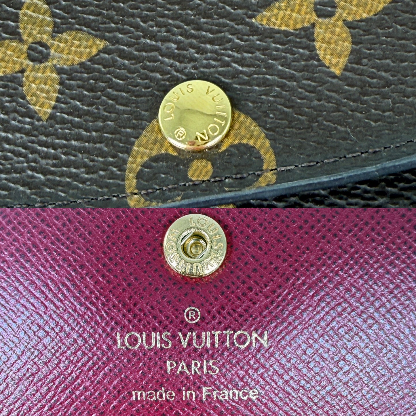 LOUIS VUITTON Emilie Fuchsia Monogram Brown Long Flap Wallet