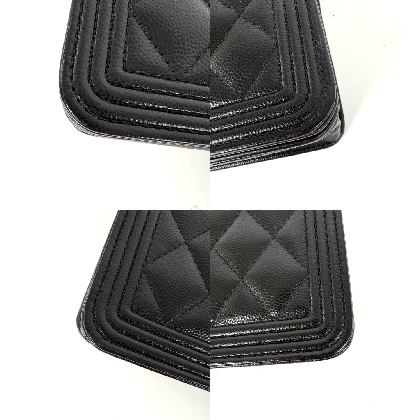 CHANEL Boy Quilted Caviar Leather WOC Wallet on Chain Crossbody Bag