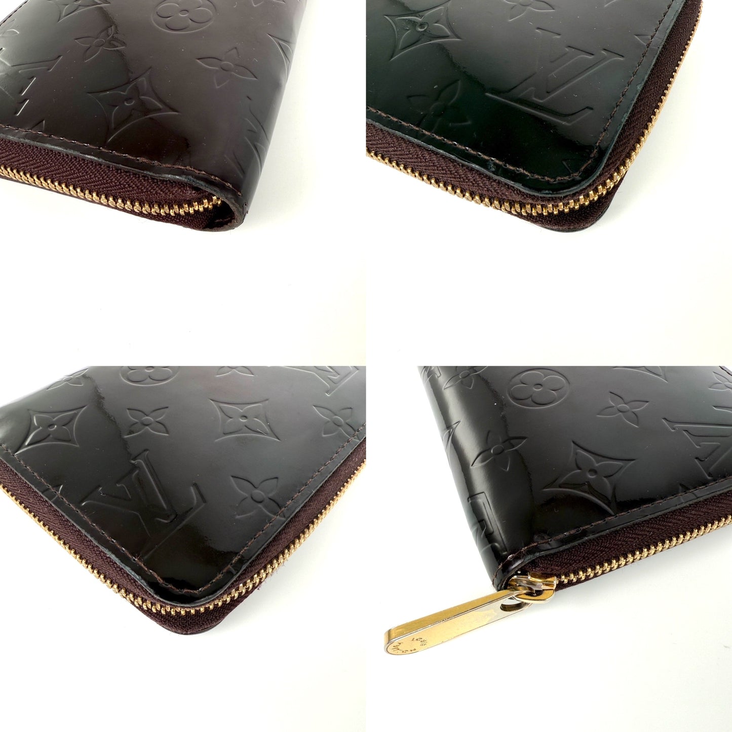 LOUIS VUITTON Vernis Zippy Long Amarante Zip Around Monogram Wallet