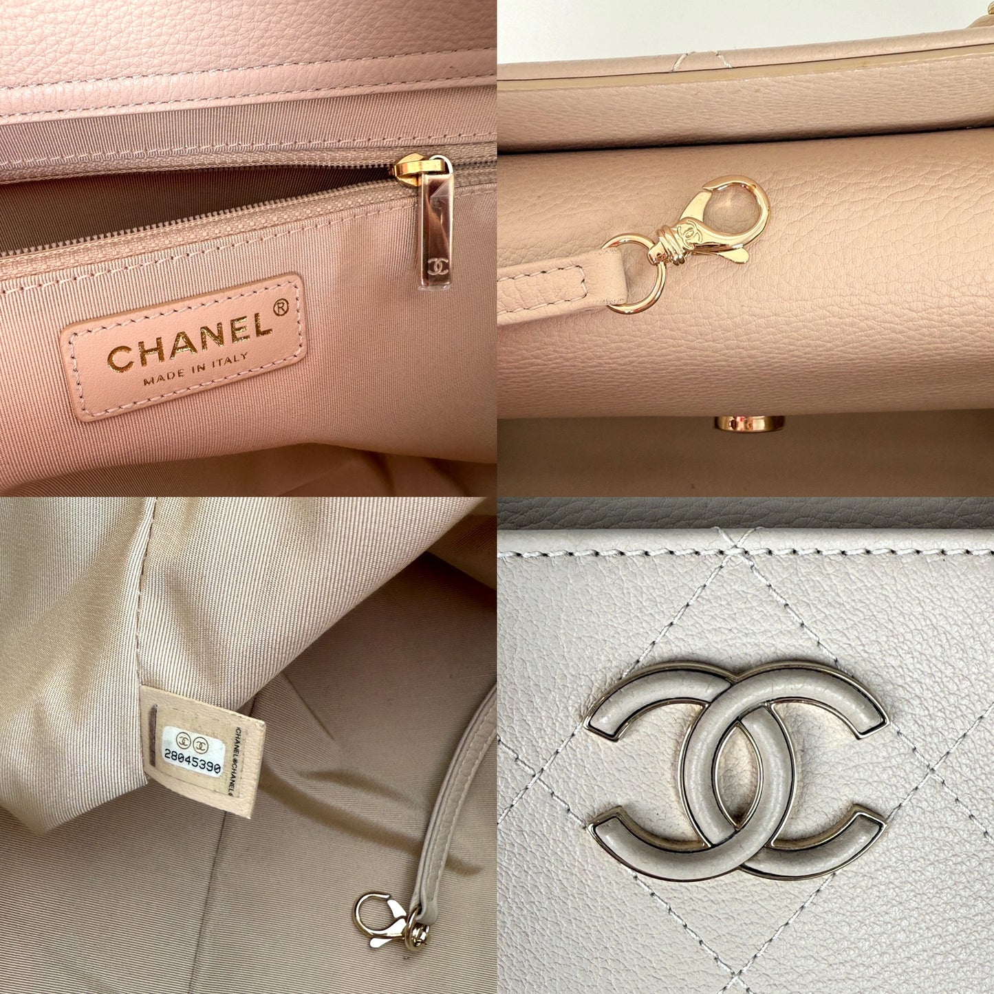 CHANEL Bullskin Stitched Cream Shopping Tote Bag