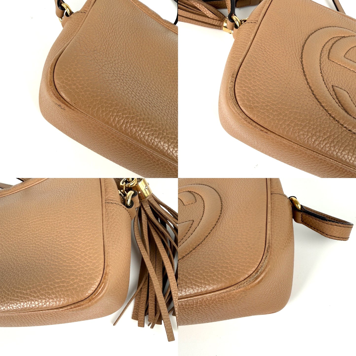 GUCCI Soho Disco Interlocking GG Beige Leather Crossbody Bag
