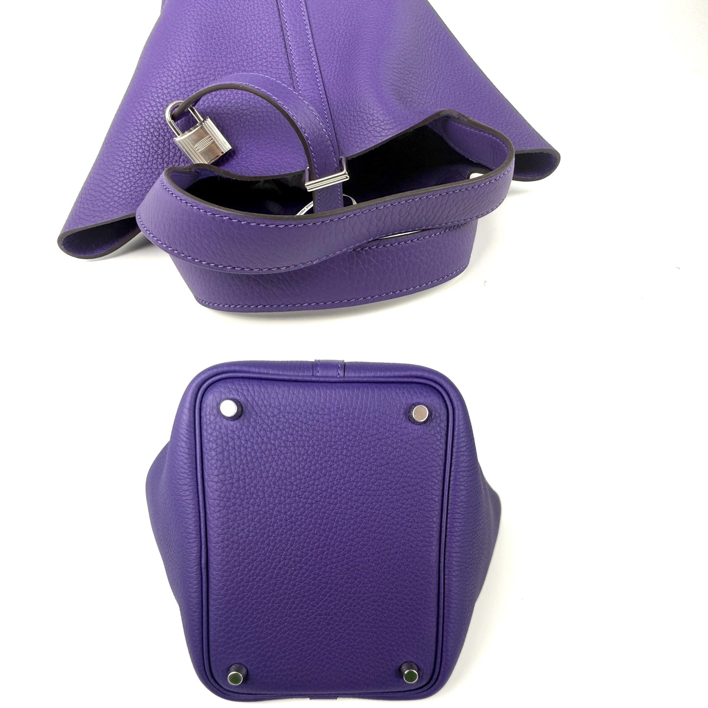 HERMES Picotin Lock 18 PM Purple Taurillon Clemence Satchel Top Handle Bag New with tag