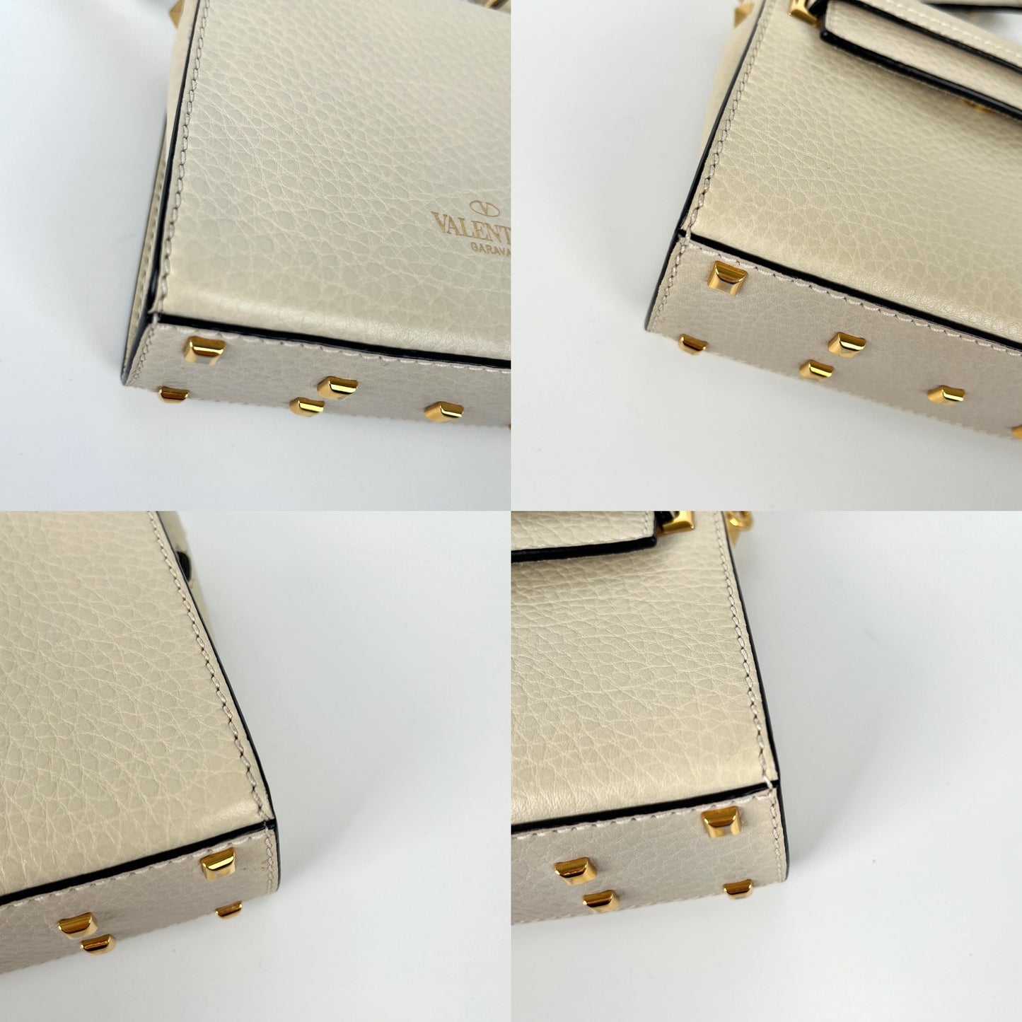 VALENTINO My Rockstud Mini Ivory Leather Crossbody Satchel Bag