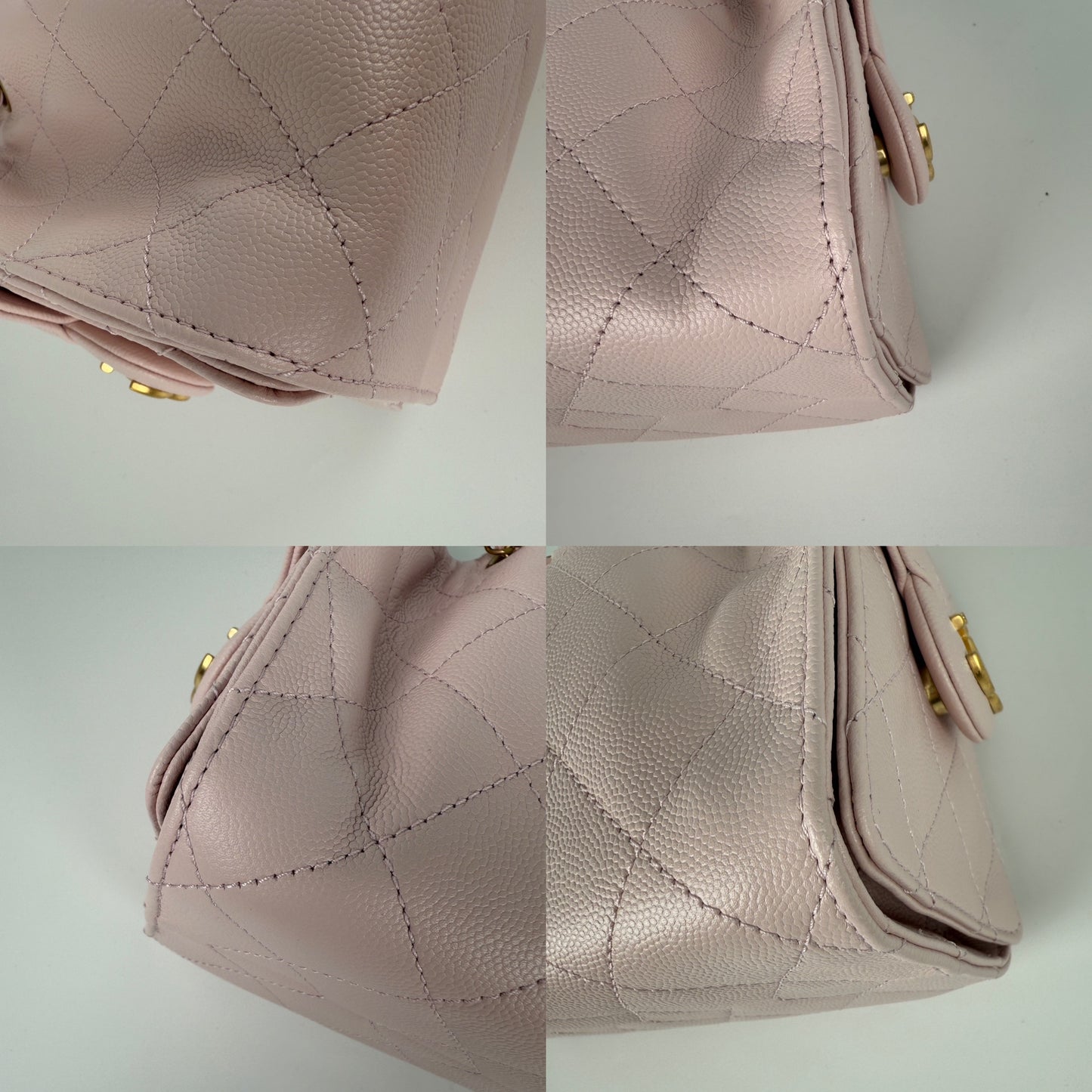 New CHANEL 25 Mini Pink Quilted Caviar Leather Shoulder Bag