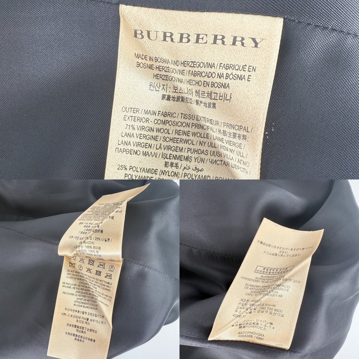 BURBERRY Brit Black Double Breasted Slim Fit Heritage Wool Coat 40 6