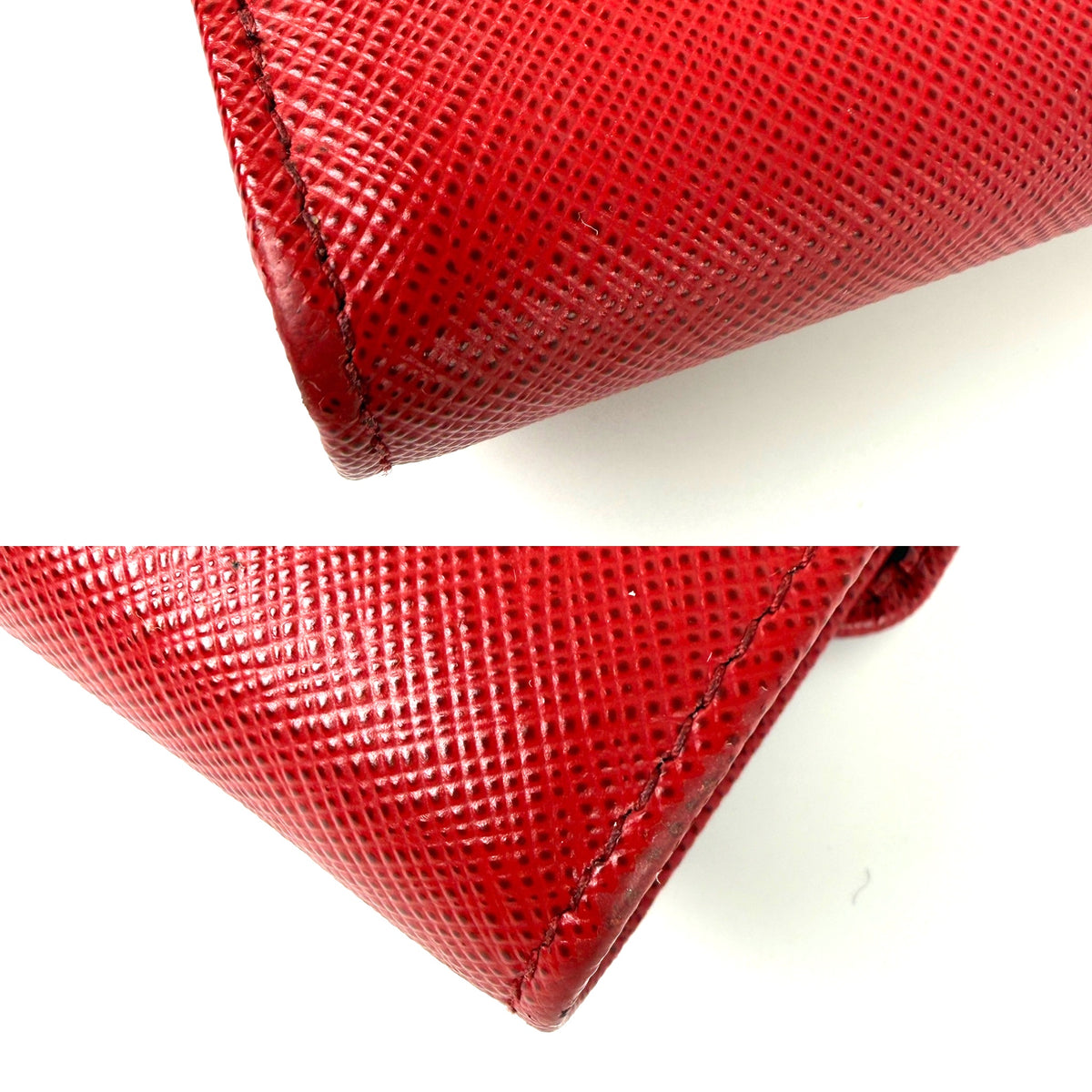 Prada Red 2025 Saffiano Leather Trifold Compact Flap Wallet