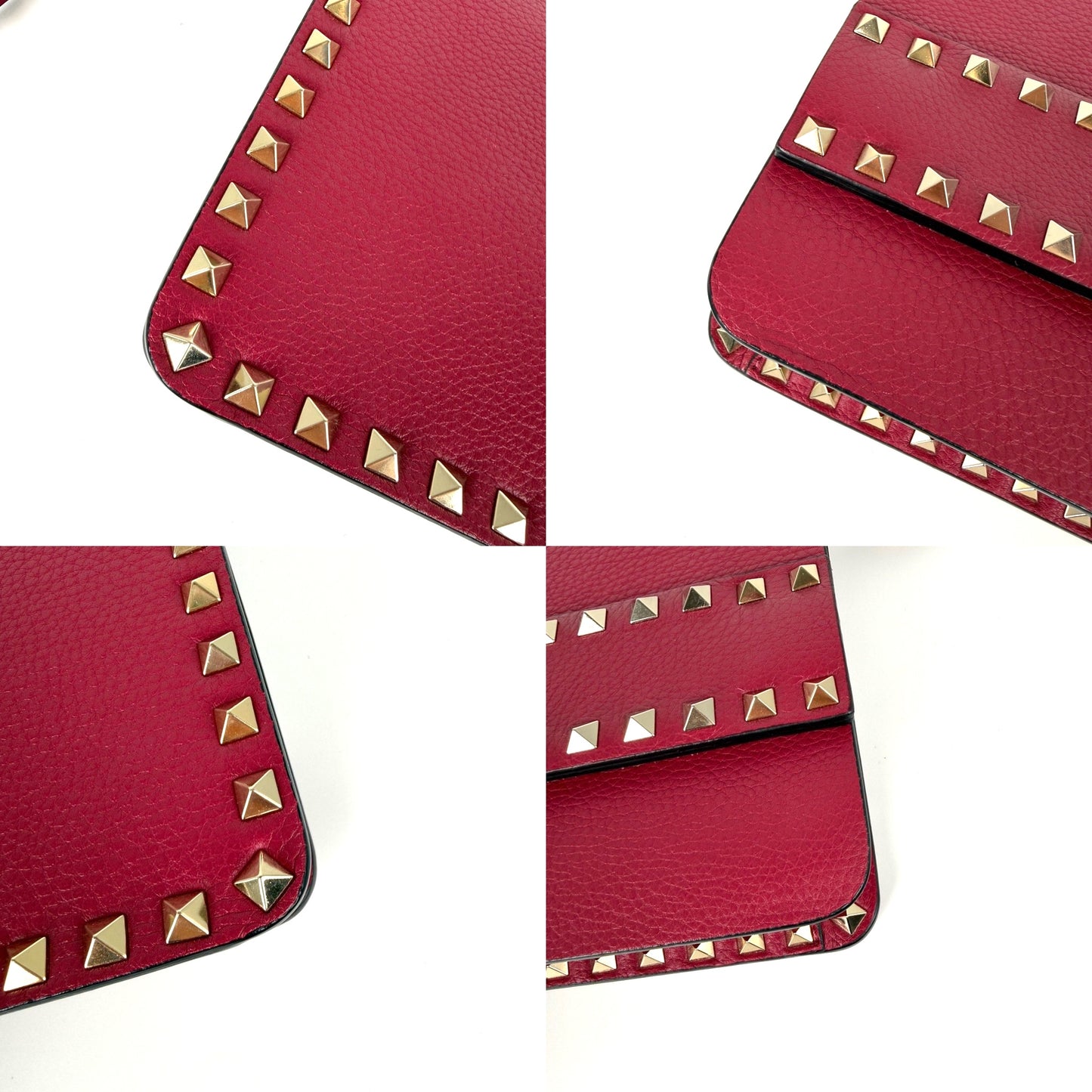 Valentino Garavani Rockstud Rose Violet Raspberry Pink Leather Clutch Wristlet Bag