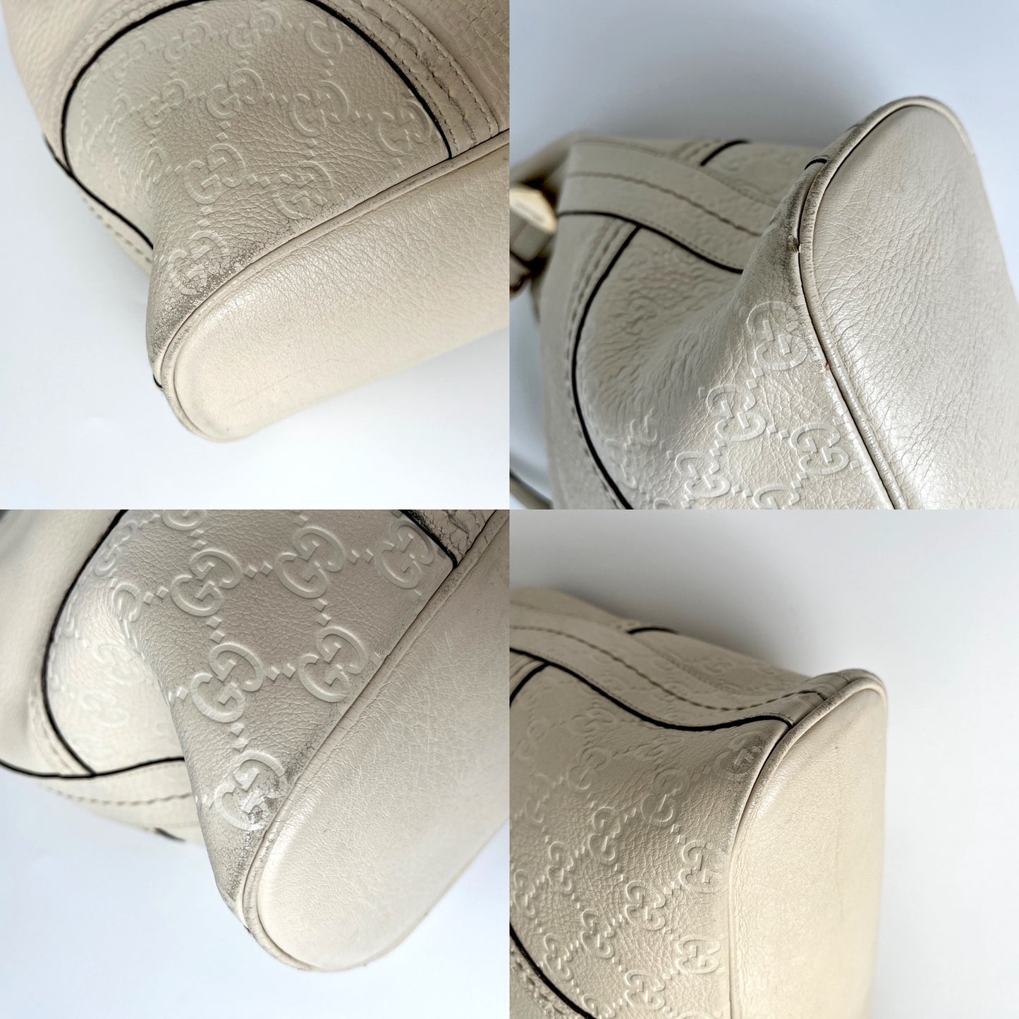 GUCCI Signora Guccissima Cream Leather Hobo Bag