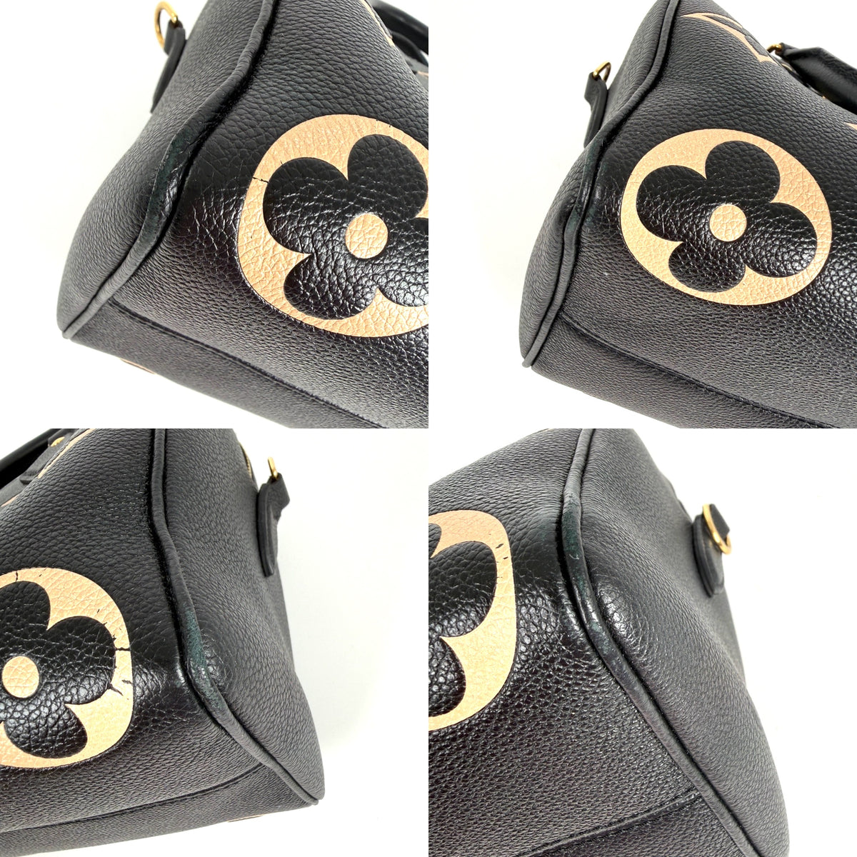 Louis Vuitton Empreinte Giant Monogram Speedy 25 Bandouliere Black Beige Leather Bag
