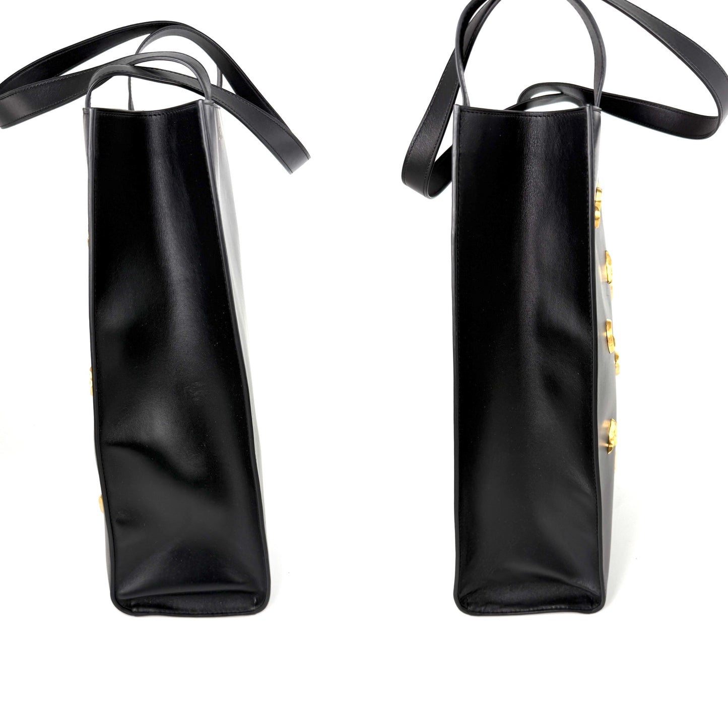 Schiaparelli Gold Plated Bijoux Embellished Black North South Leather Tote Shoulder Bag