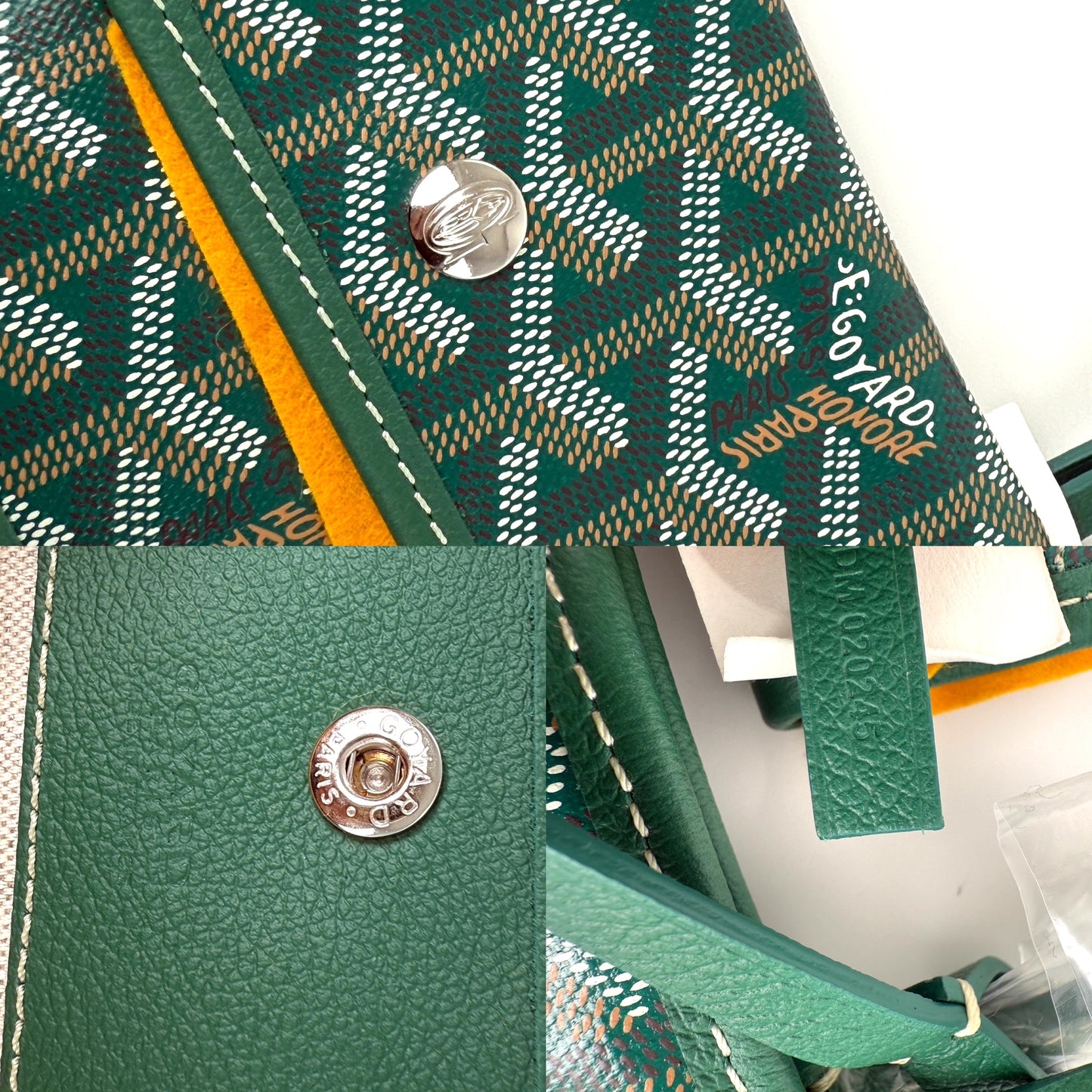 New GOYARD Goyardine Saint Louis PM Green Tote Bag with Pouch