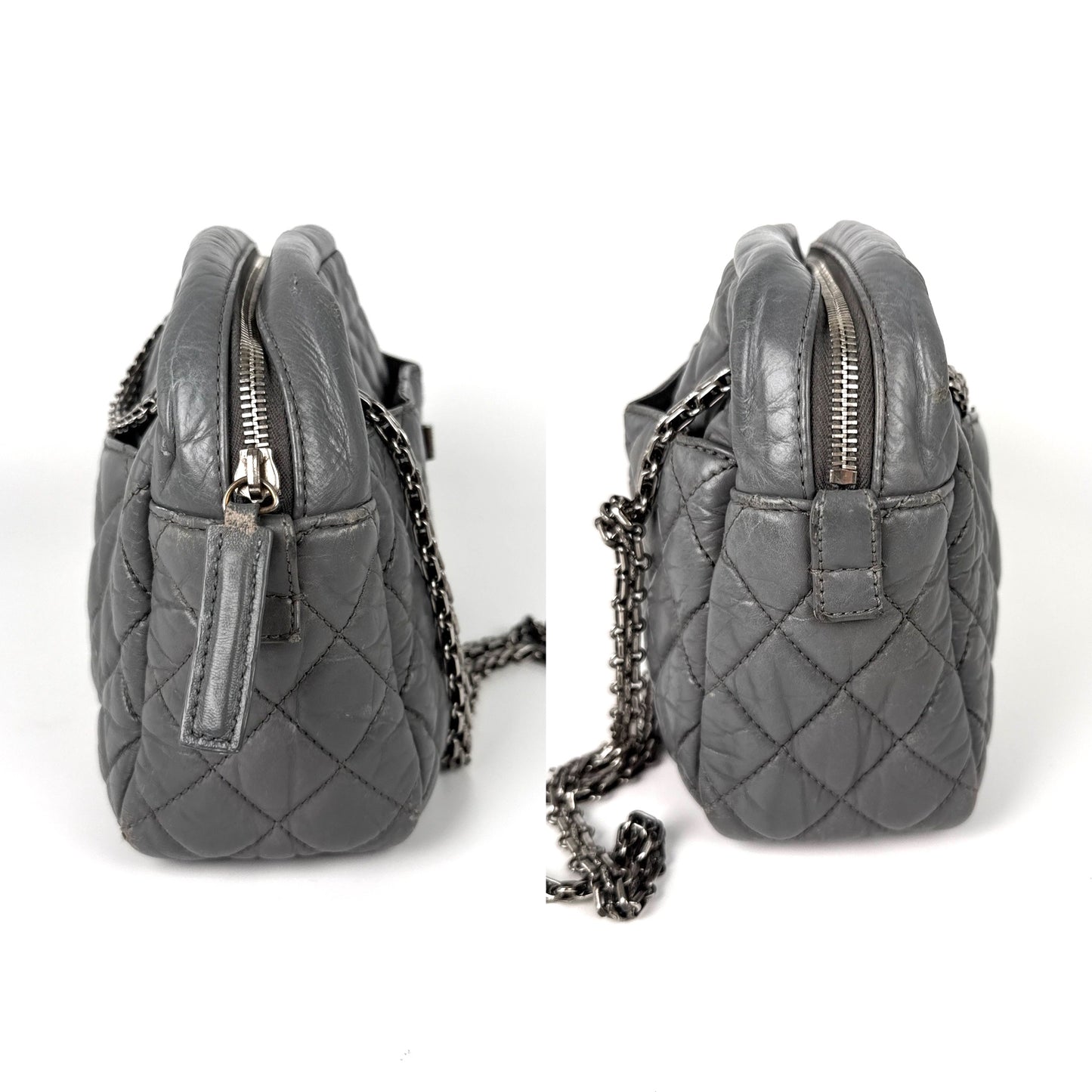 CHANEL Reissue Camera Quilted Gray Leather Crossbody Bag