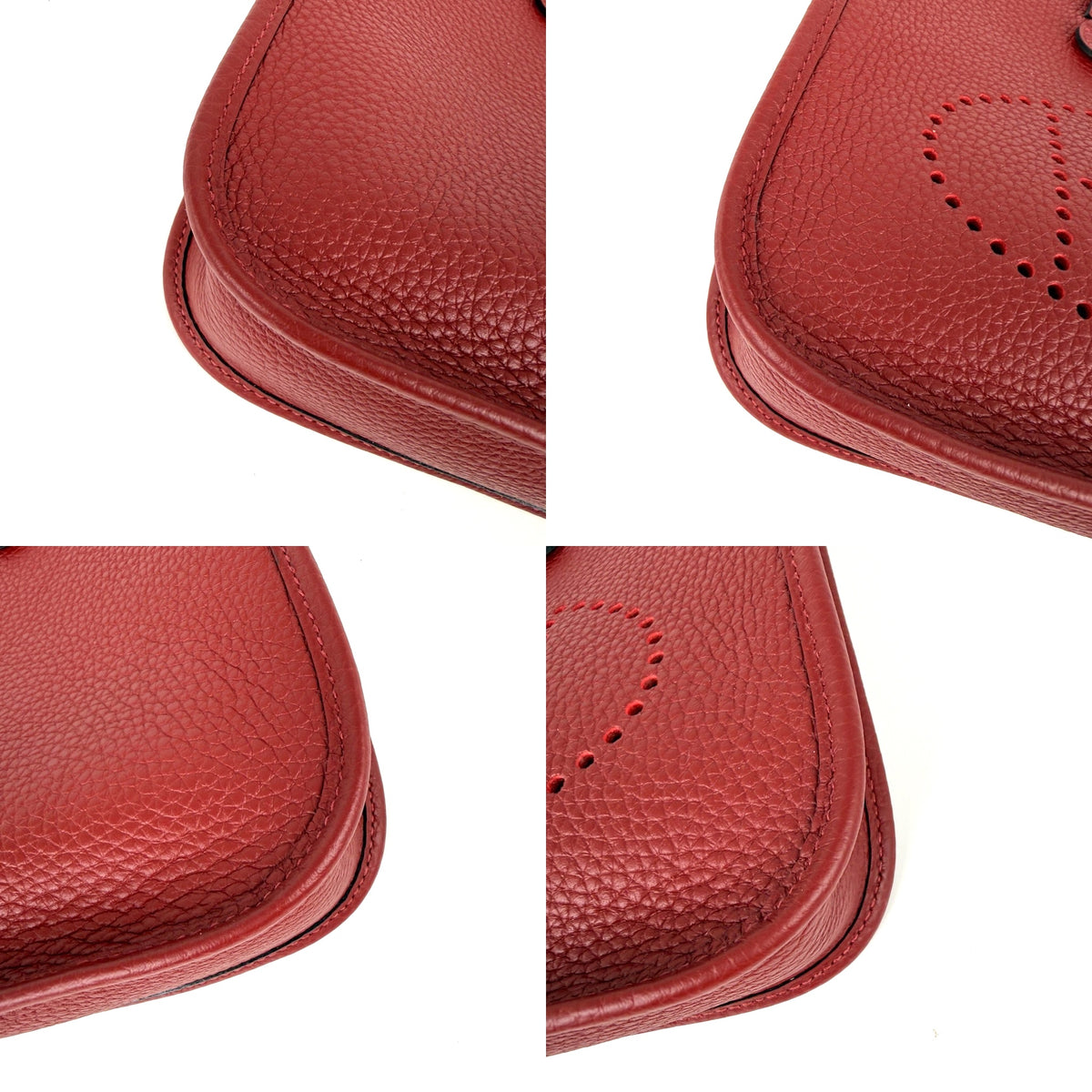 HERMES Mini Evelyne TPM 16 Rouge H Leather Crossbody Bag New