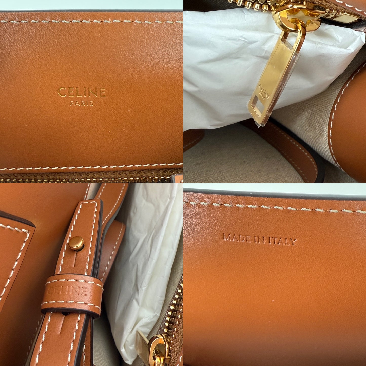 CELINE Raffia Striped Tobacco Tan Leather Trim Vertical Cabas Top Handle Crossbody Tote New with tag