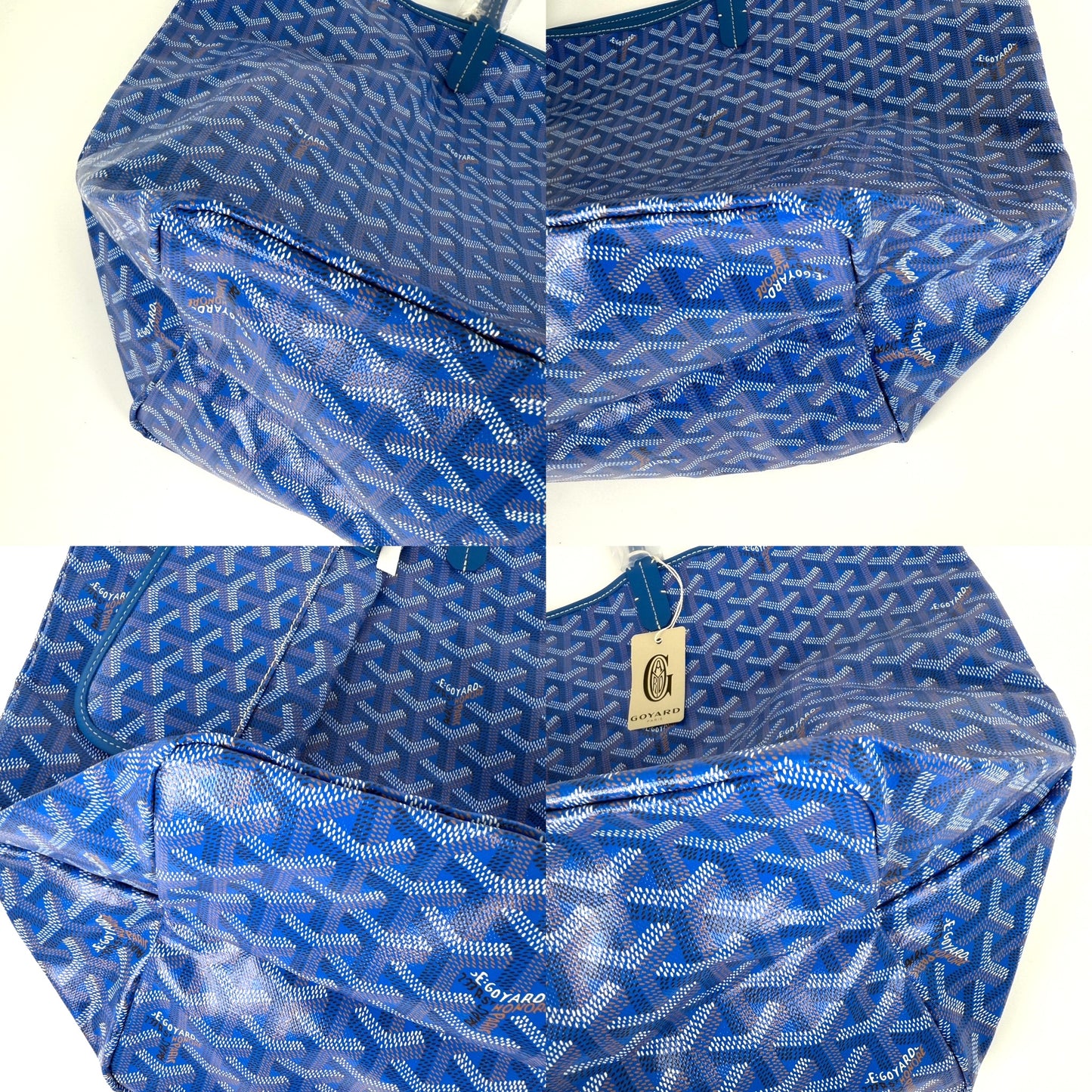 New GOYARD Goyardine Saint Louis GM Blue Tote Bag with Pouch