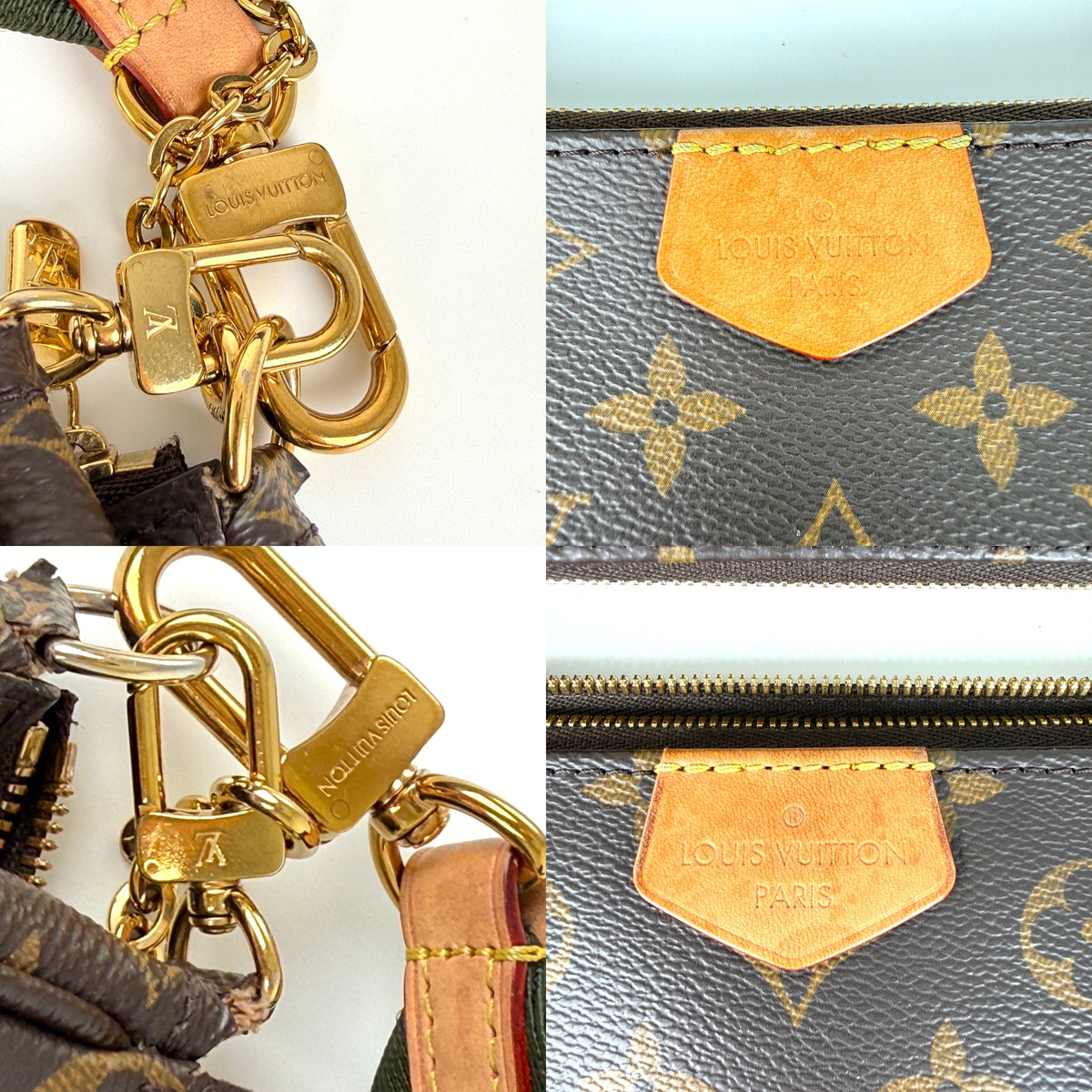 Louis Vuitton Multi Pochette Accessoires Monogram Brown Khaki Crossbody Bag