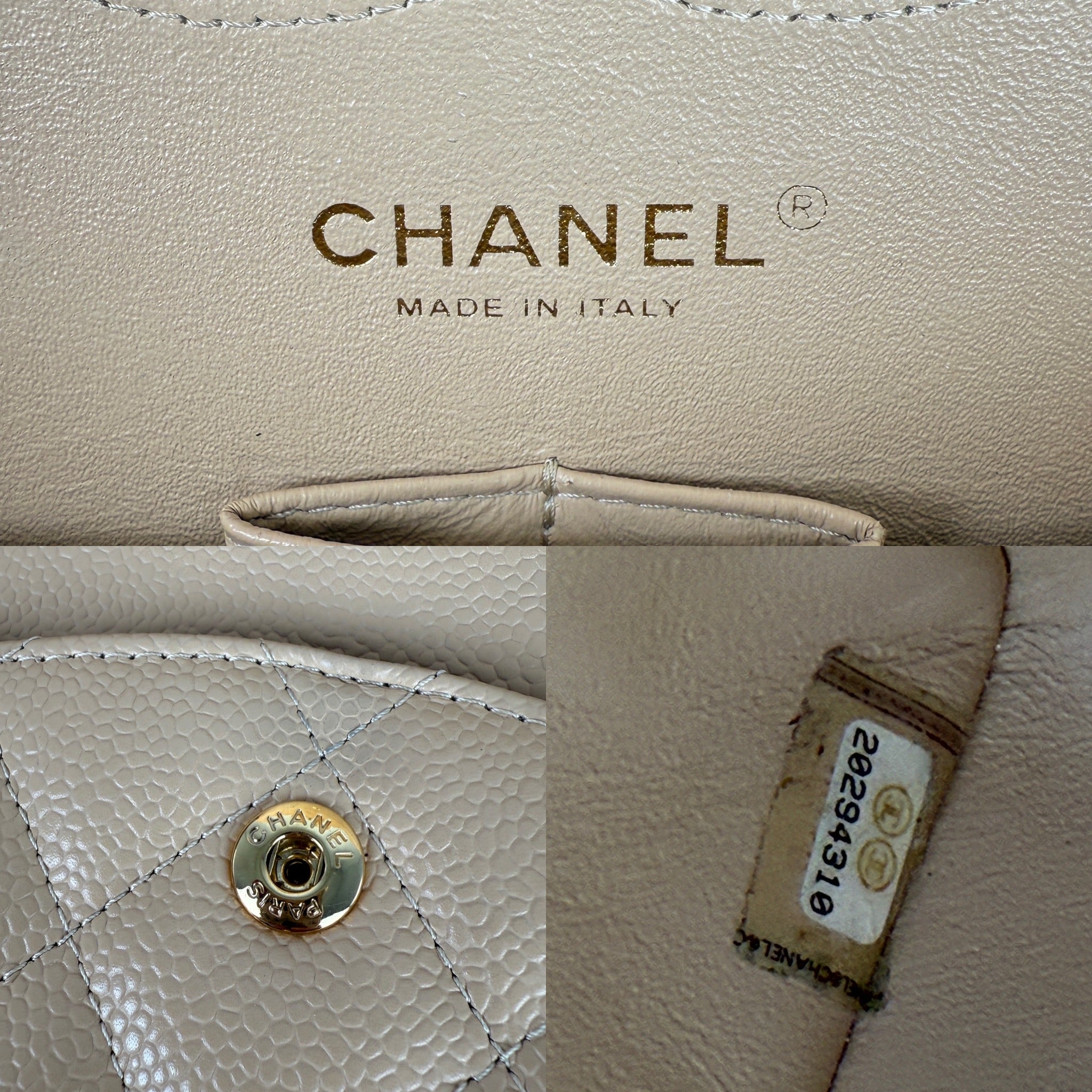 CHANEL Light Beige Caviar Jumbo Quilted Gold Hardware Classic
