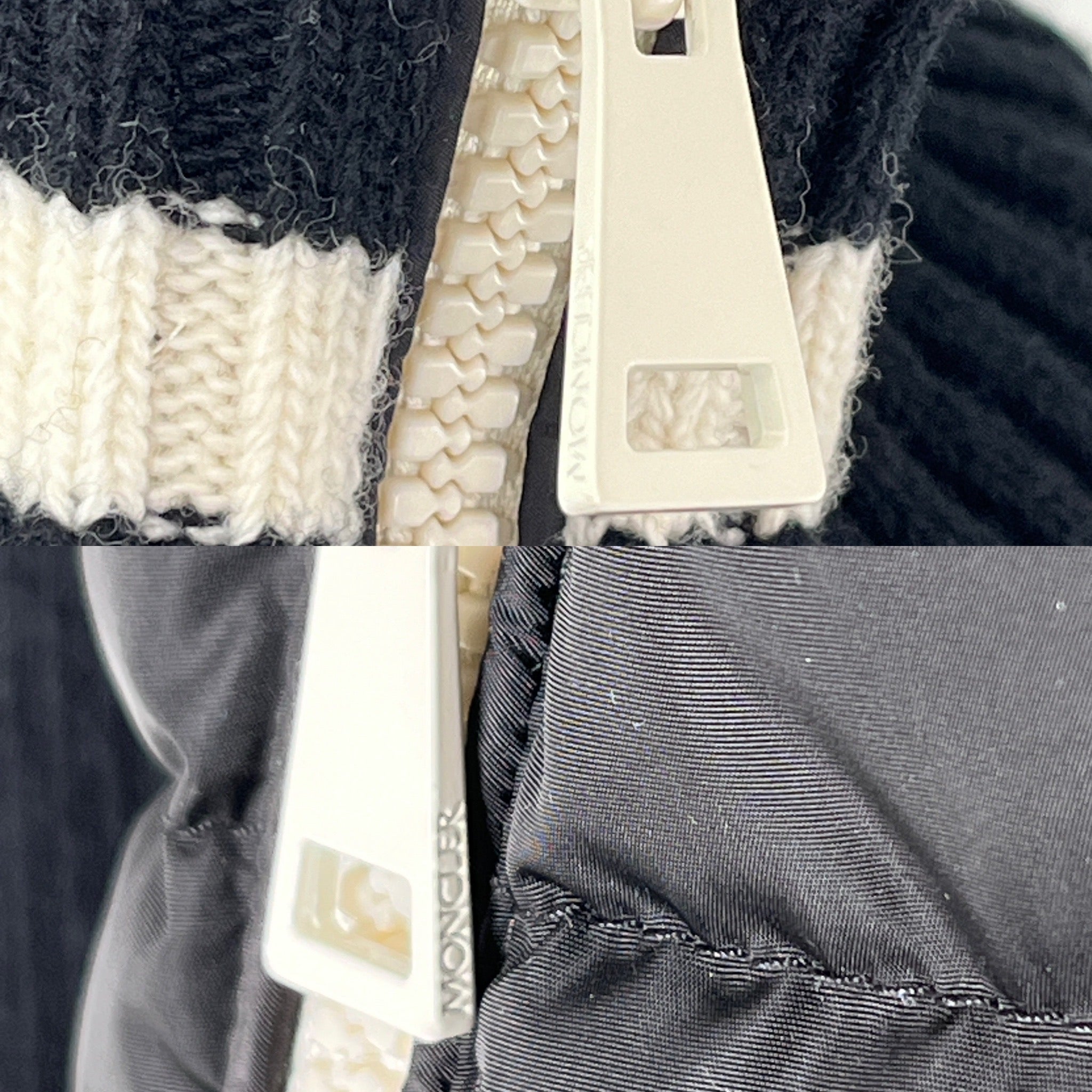 Moncler Black Wool Padded Zip Cardigan Tricot Down Sweater