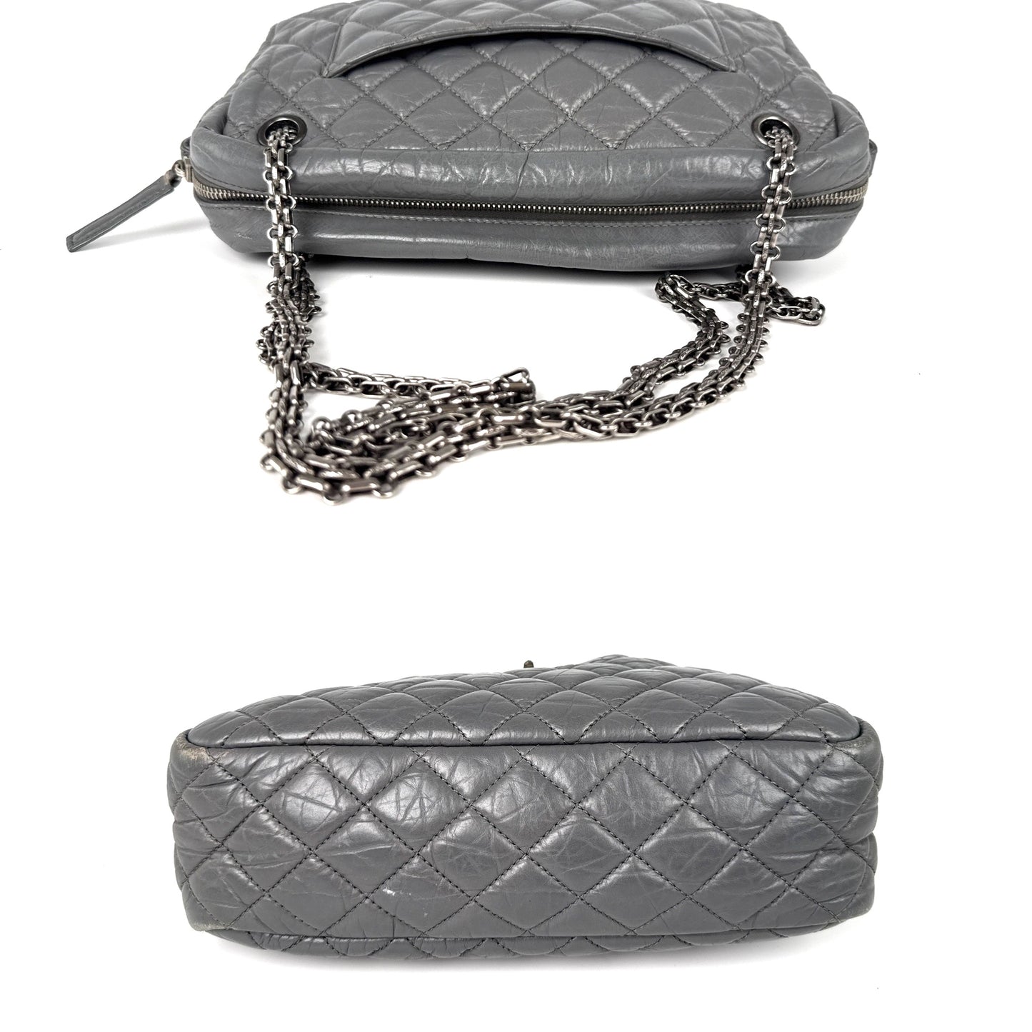 CHANEL Reissue Camera Quilted Gray Leather Crossbody Bag