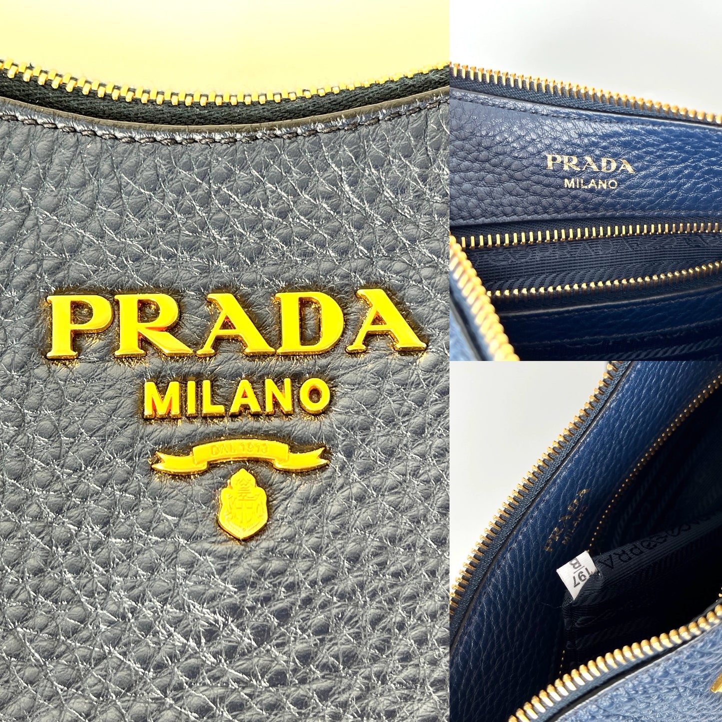 Prada Vitello Phenix Navy Blue Leather Messenger Crossbody Bag