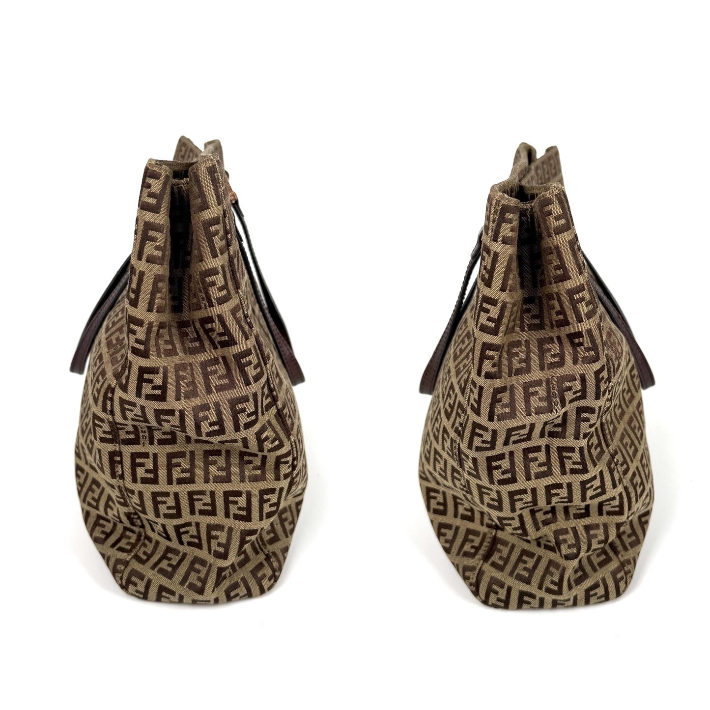FENDI Vintage Zucchino FF Print Monogram Brown Beige Canvas Tote Bag