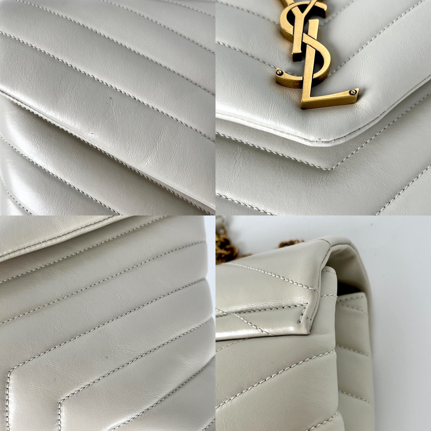 Saint Laurent YSL LouLou Envelope Vintage White Shoulder Quilted Crossbody Bag