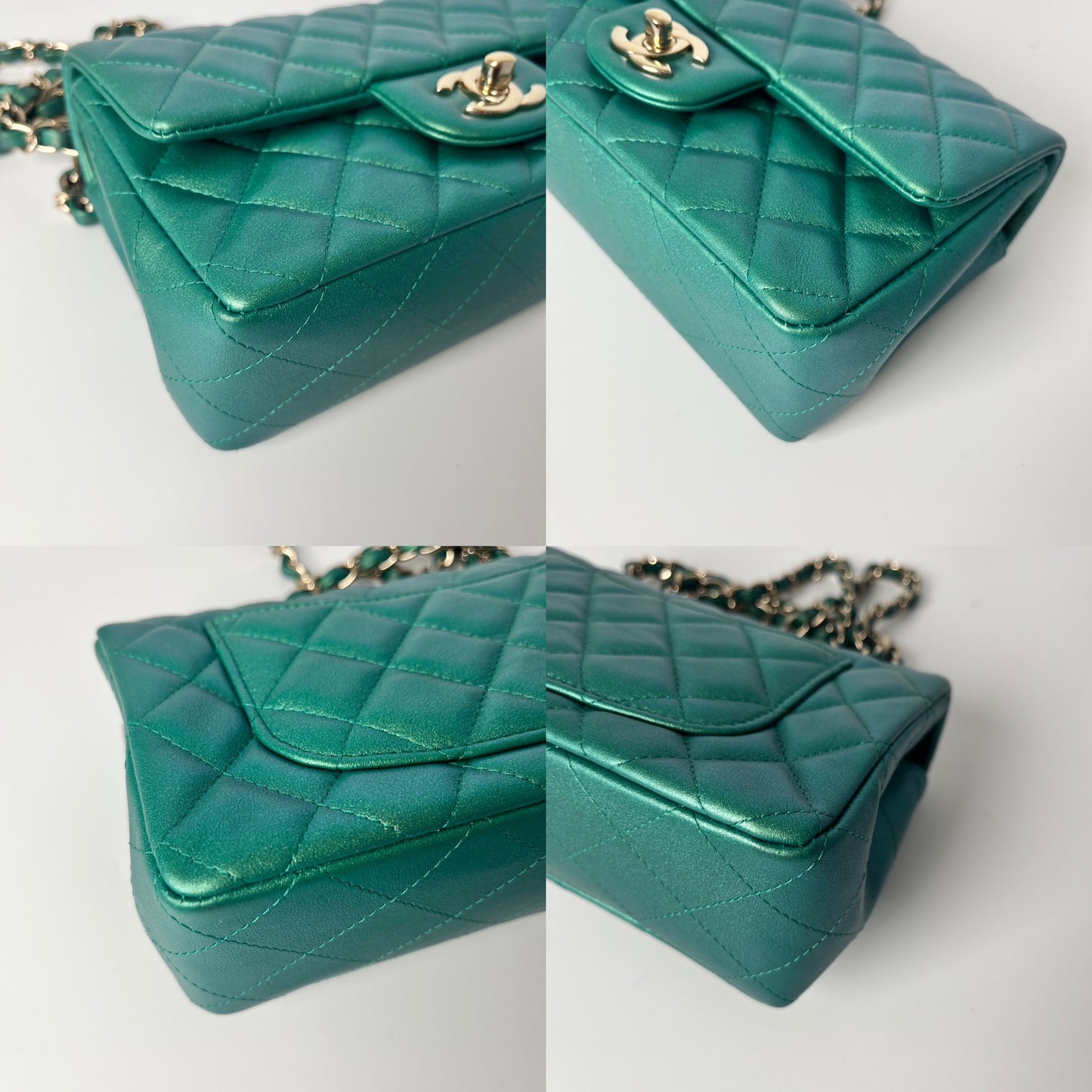 CHANEL Iridescent Green 2022 Rectangular Mini Flap Bag