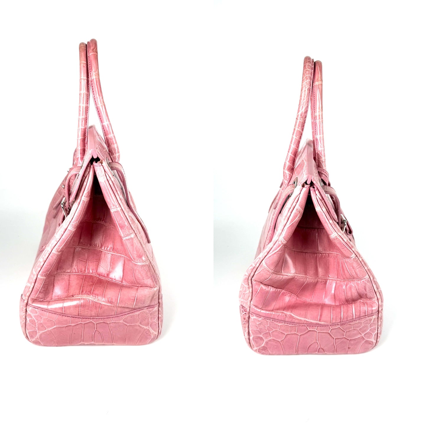 Ralph Lauren Collection Ricky 33 Alligator Pink Satchel Top Handle Bag